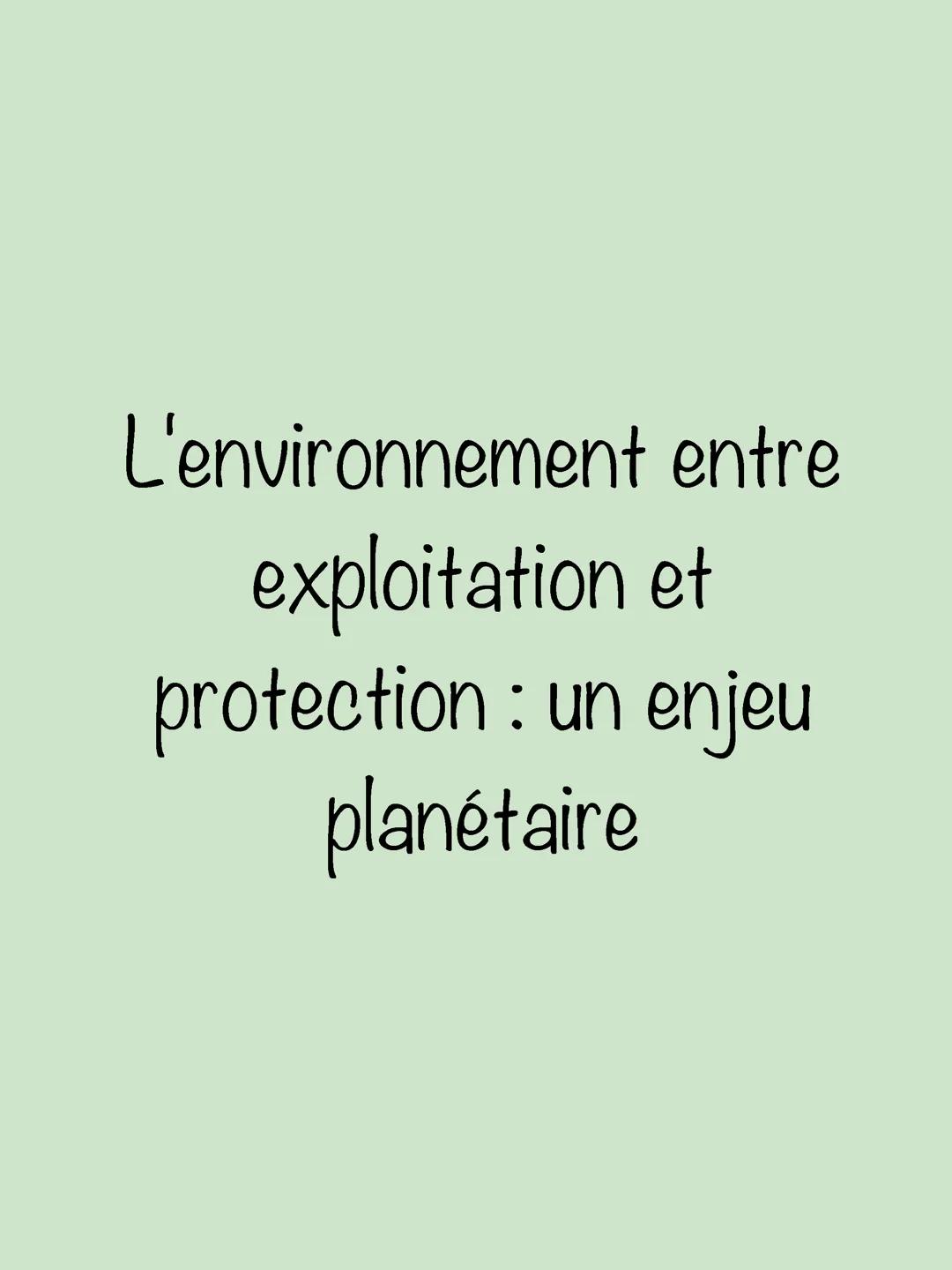 L'environnement - HGGSP