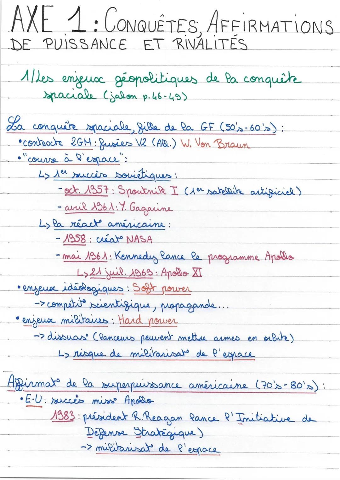 # Theme 1: DE NOUVEAUX ESPACES DE
CONQUÊTE
conquête: appropriat -> rivalités
puissance: influence / garantir son indépendance.
Serge Sur: