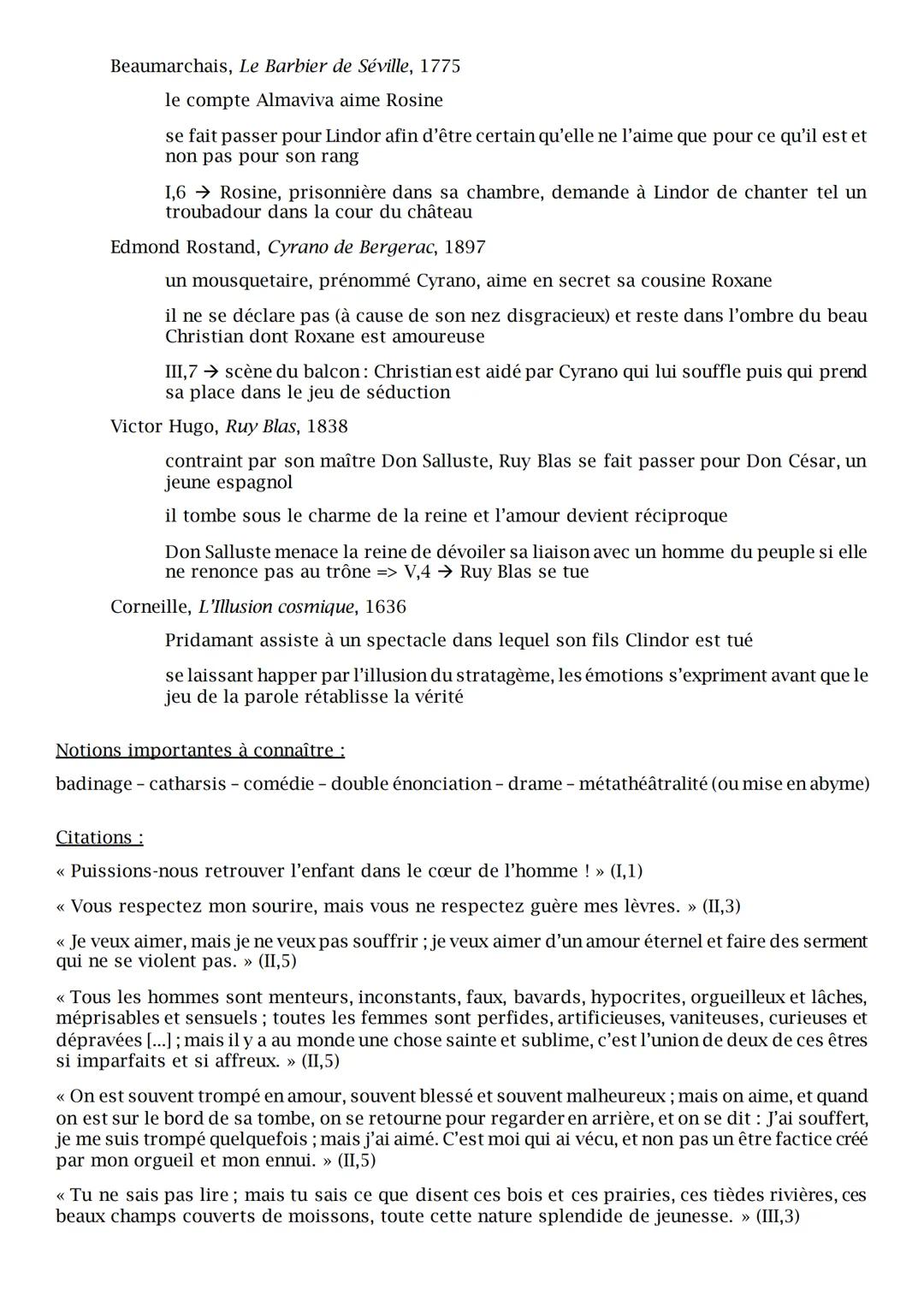 --- OCR Start ---
Objet d'étude: Le théâtre du XVIIe au XXIe siècles.
On ne badine pas avec l'amour, Alfred de Musset, 1834.
Informations su