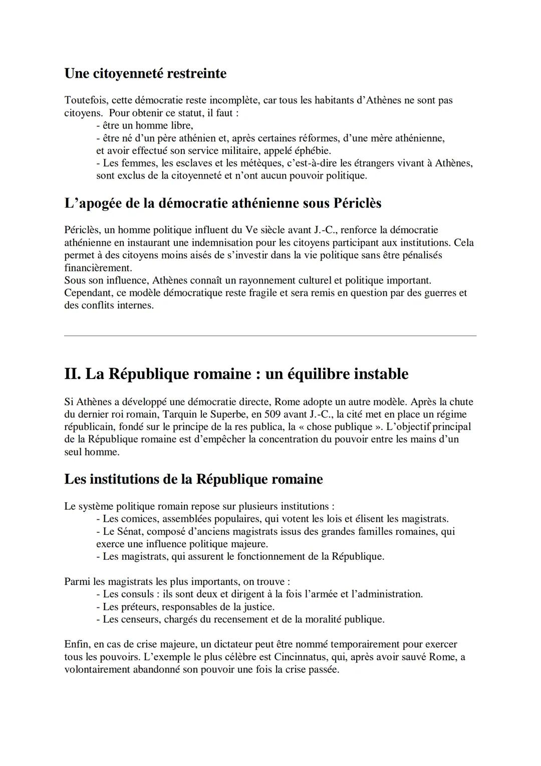 # Domaine 1 - Le leg grec et romain
Introduction
Aujourd'hui, je vais vous parler des origines de la démocratie, un concept fondamental qu