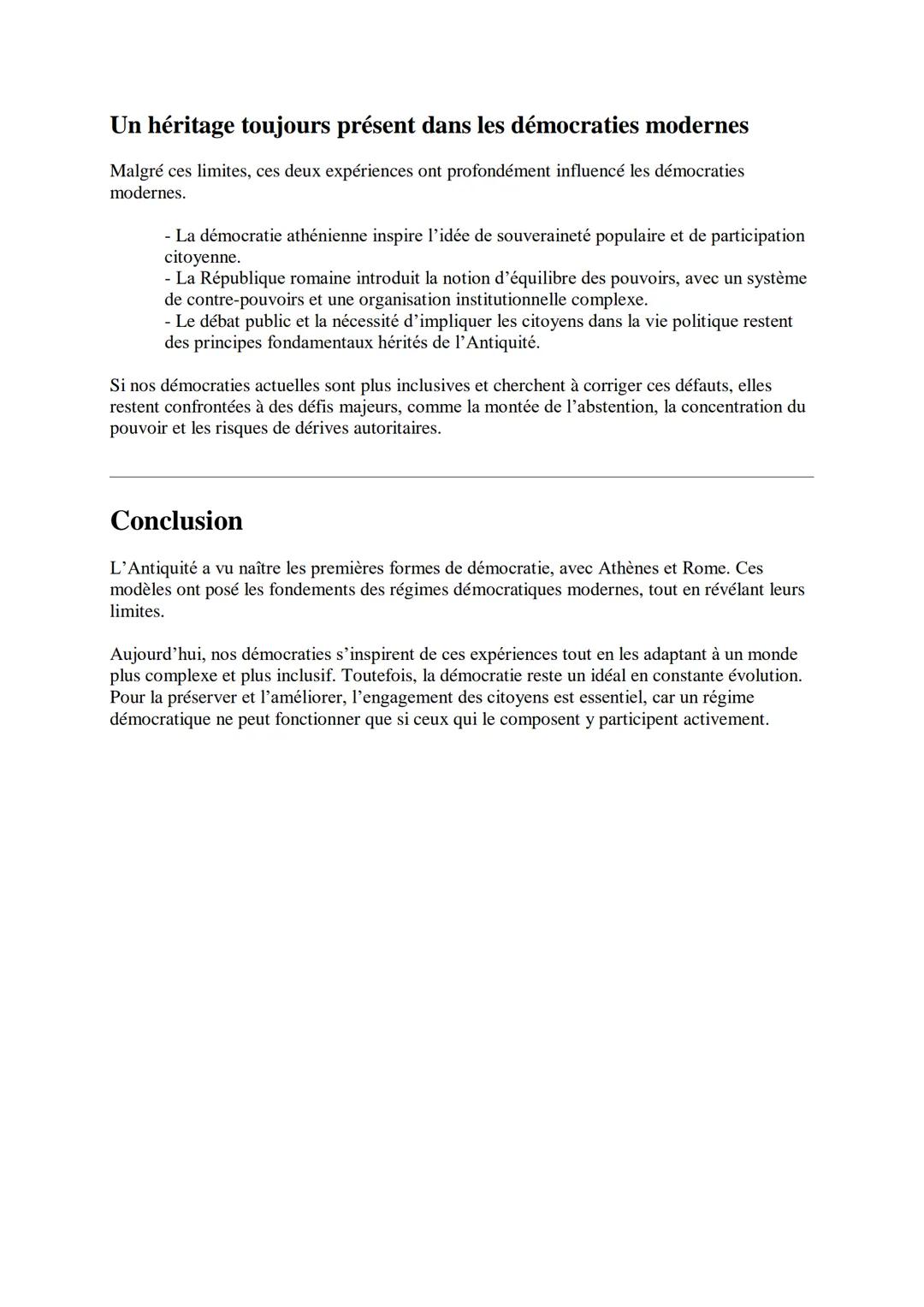 # Domaine 1 - Le leg grec et romain
Introduction
Aujourd'hui, je vais vous parler des origines de la démocratie, un concept fondamental qu