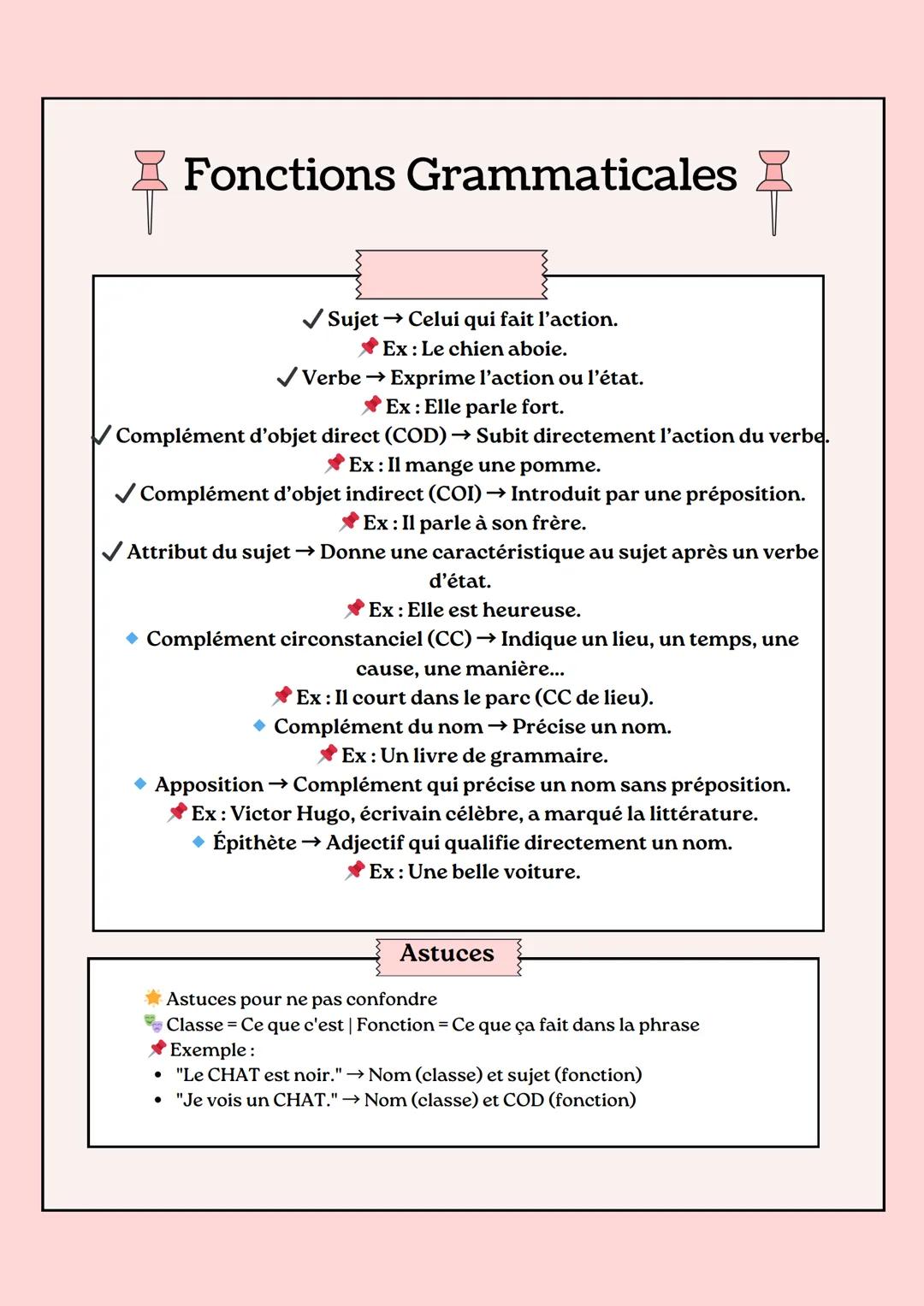 # Classe Grammaticales
## Classe Variable
- Nom → désigne une personne, un objet, un lieu ou une idée.
- Ex : chat, ville, liberté
- Dét