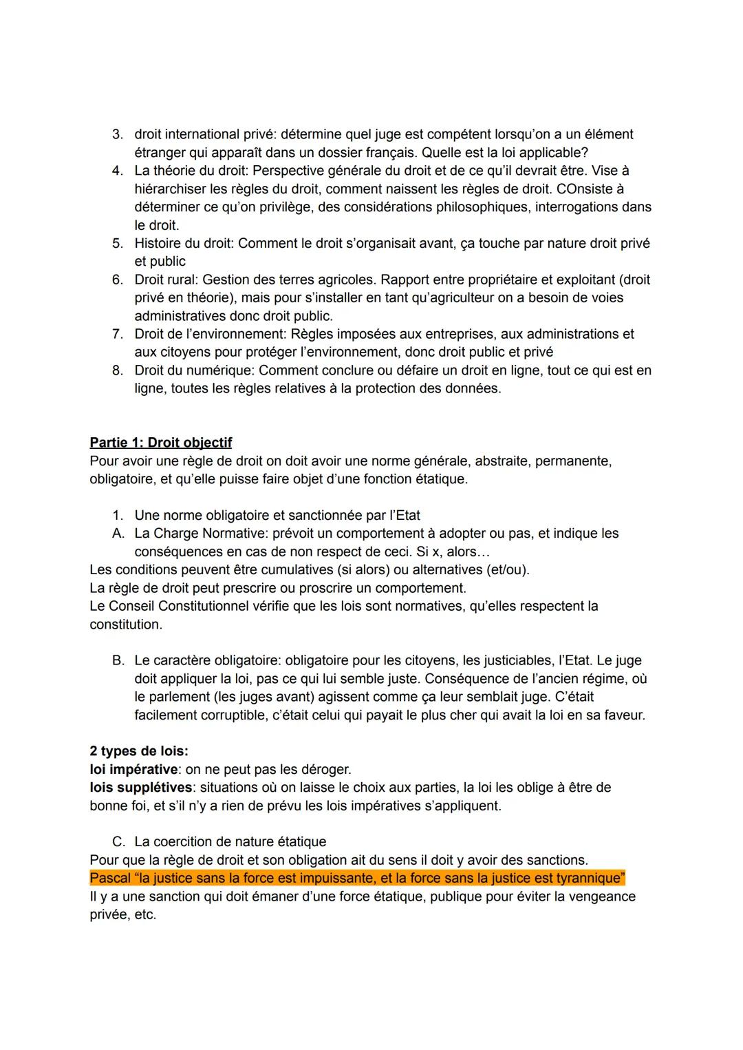 # Introduction:
**droit**: ensemble de normes sociales, les règles qui régissent les rapports des hommes en société. Le mot est associé à p