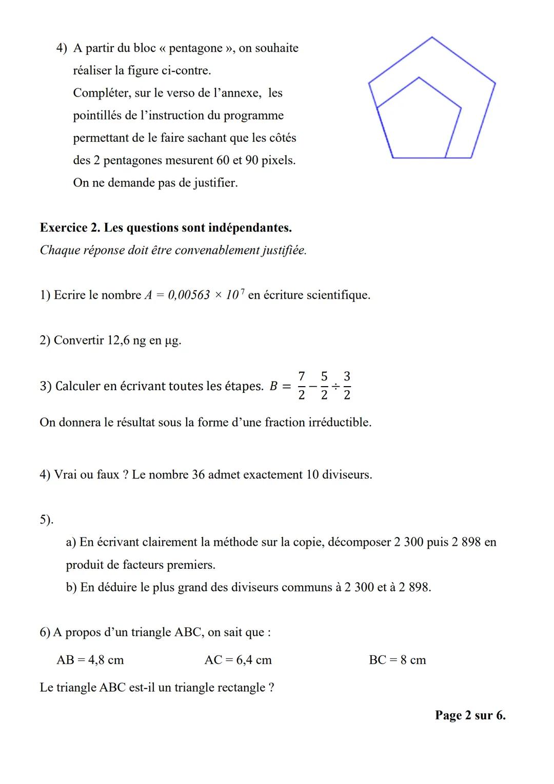 --- OCR Start ---
Collège du Penker
Diplôme National du Brevet.
Examen Blanc.
Epreuve de :
Mathématiques.
Série Générale.
Durée de l'épreuve