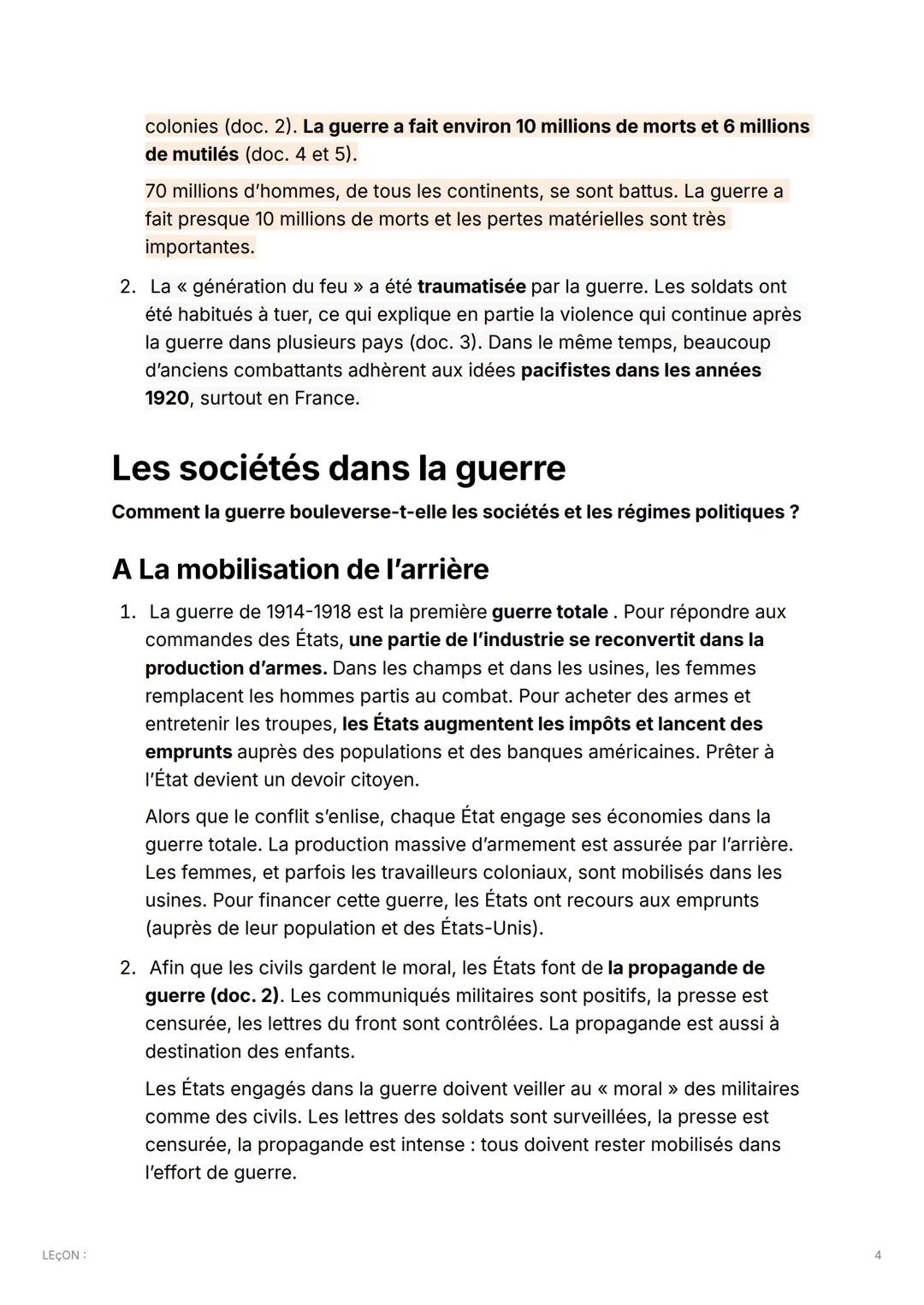LEÇON:
CIVILS ET MILITAIRES DANS LA PREMIERE
GUERRE MONDIALE : Comment la guerre
de 1914-1918 a-t-elle bouleversé la vie des
militaires et