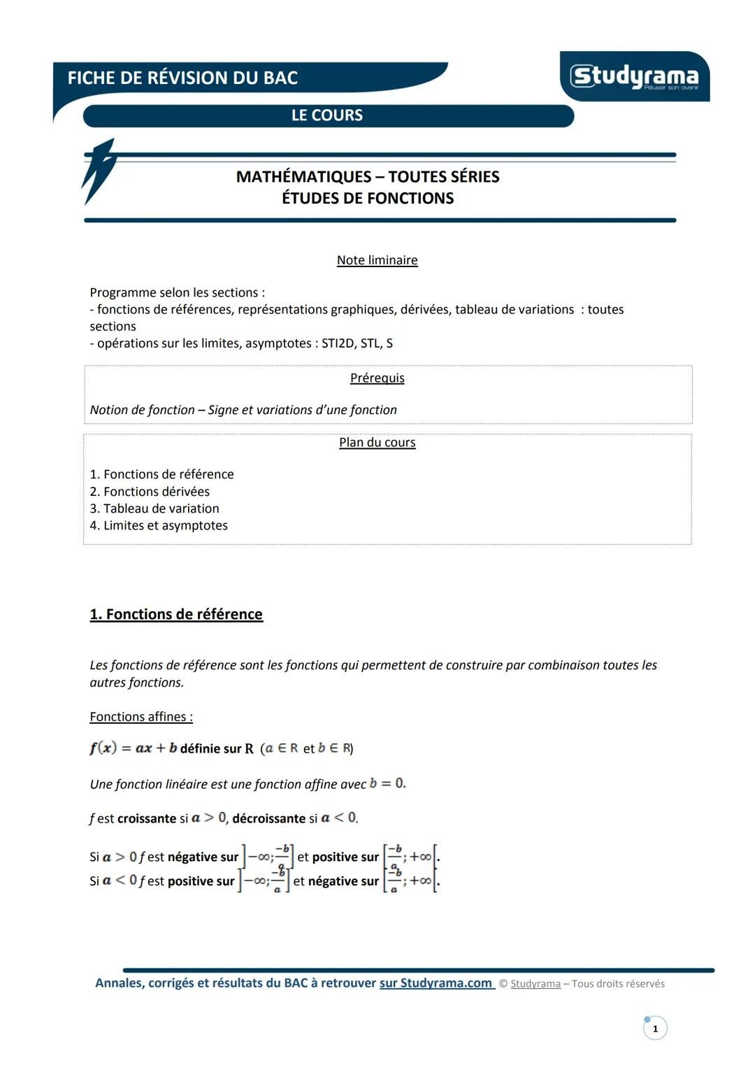 Cours et exercices maths