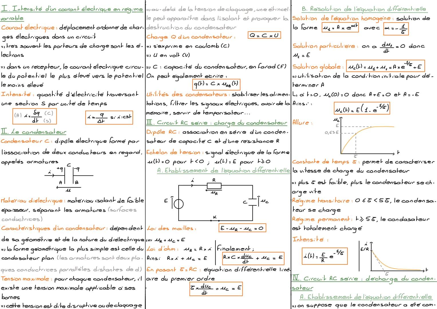 I. Intensité d'un courant électrique en régime
variable
au-delà de la tension de claquage, une étincel
le peut apparaître dans lisolant et p