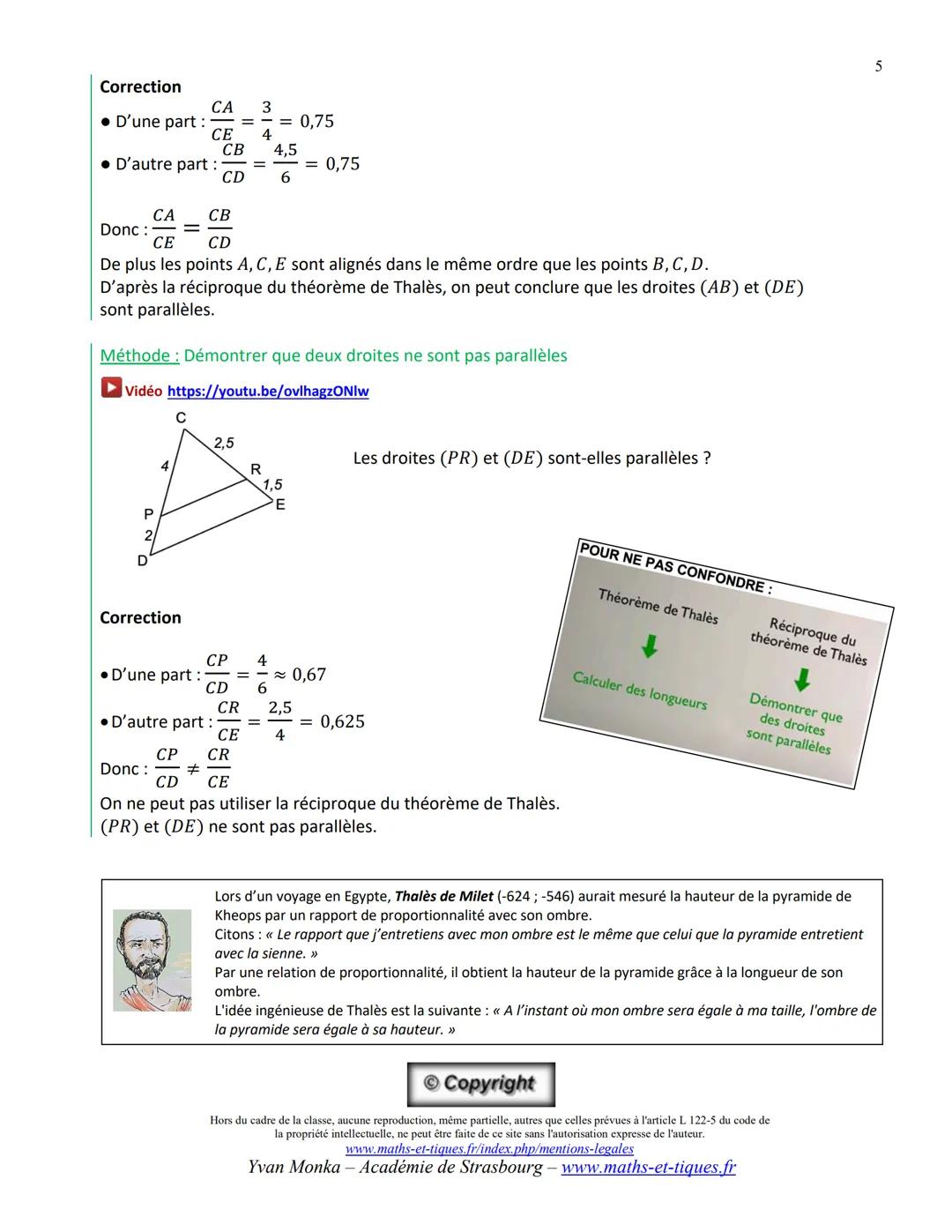 THÉORÈME DE THALÈS
Tout le cours en vidéo: https://youtu.be/puuHhlf0jAQ
Thalès serait né autour de 625 avant J.C. à Milet en Asie Mineure (a