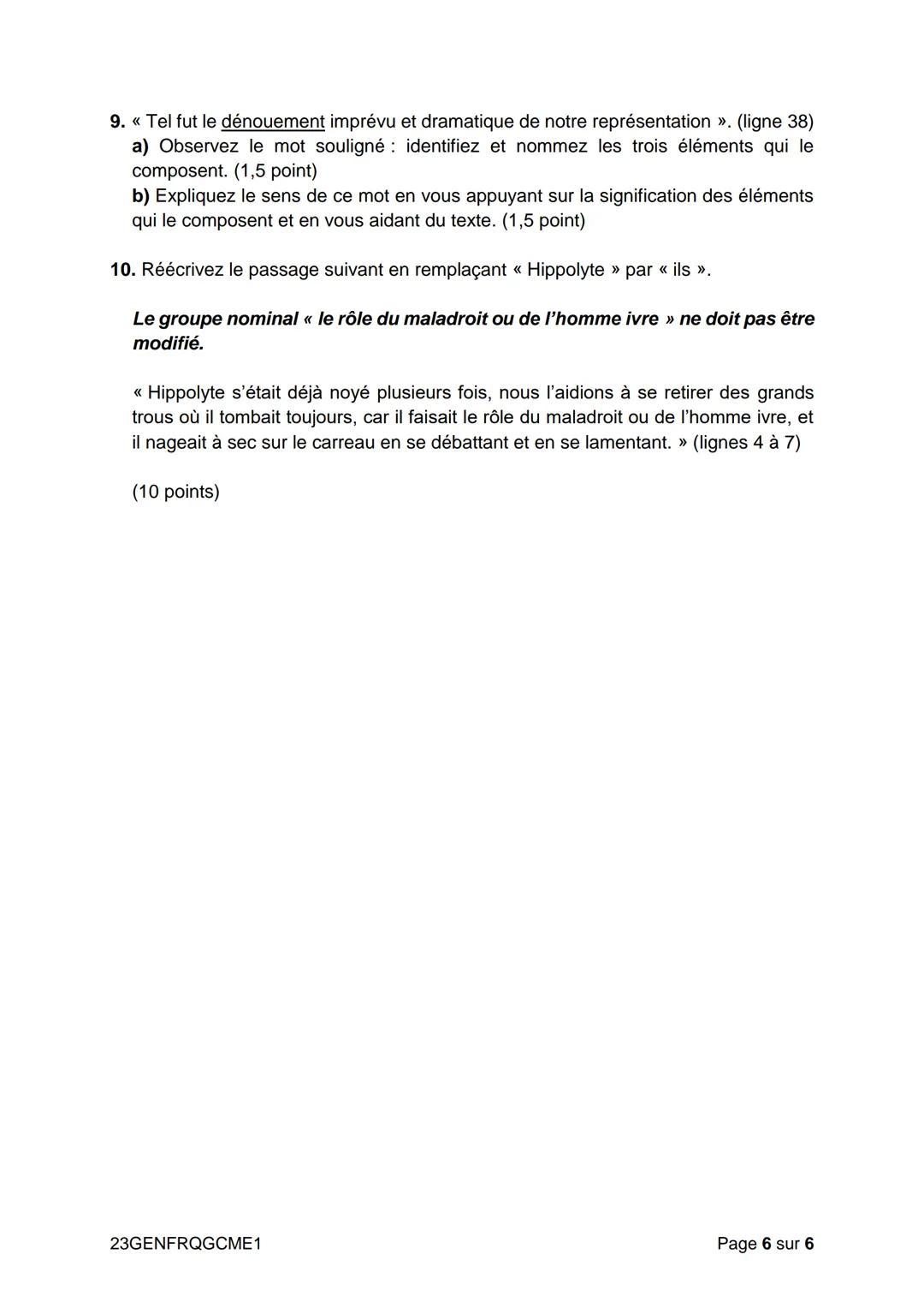 # DIPLÔME NATIONAL DU BREVET
# SESSION 2023
# FRANÇAIS
Dictée
Série générale
Durée de l'épreuve : 20 min	10 points
Rappel : le candida