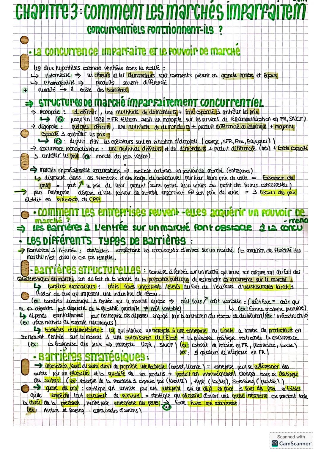 # CHAPITRE 3: comment les marchés imparfaitem
concurentiels Fonctionnent-ils ?
- La concurrence imparfaite er le pouvoir de marché
les de