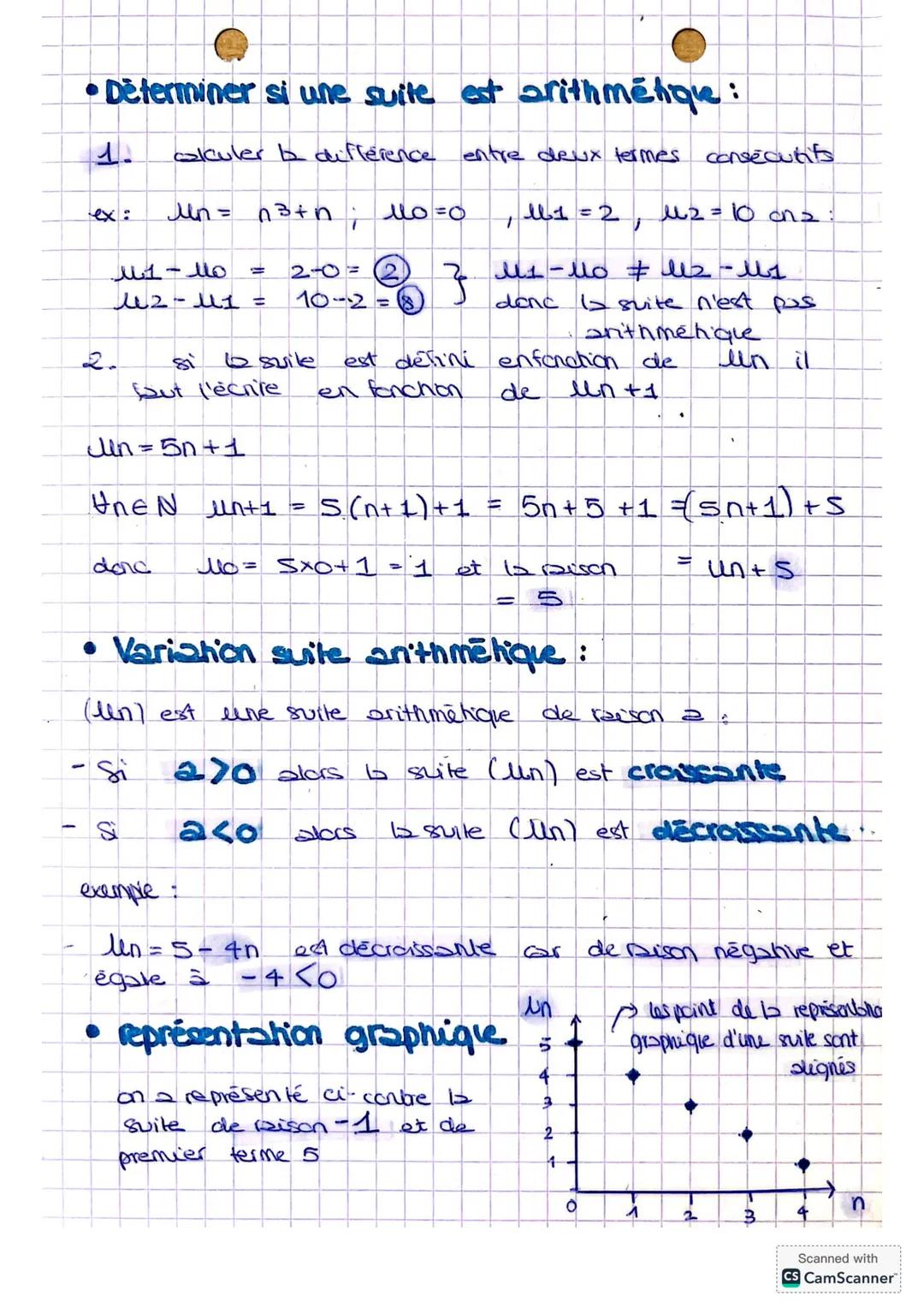 --- OCR Start ---
Spe Maths
Chapitre 7
-tiques
Suites arithme,
Suites géométriques
• Suites arithmétiques:
Définition: une sulle est une sul