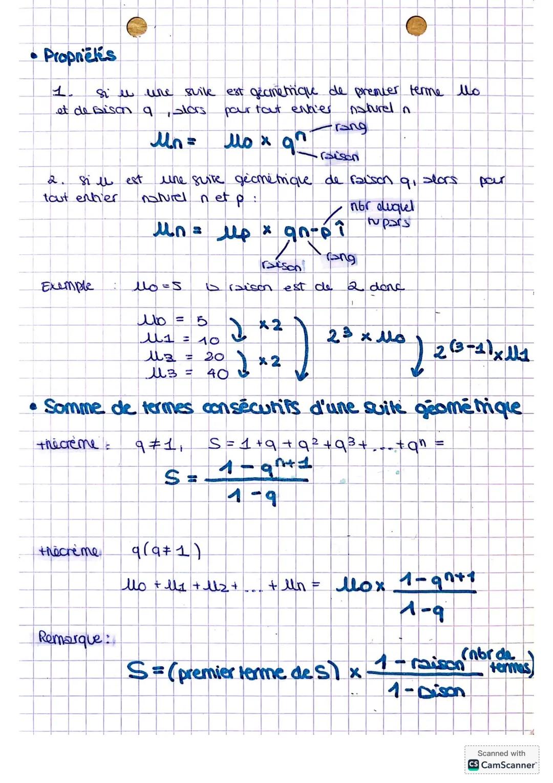 --- OCR Start ---
Spe Maths
Chapitre 7
-tiques
Suites arithme,
Suites géométriques
• Suites arithmétiques:
Définition: une sulle est une sul