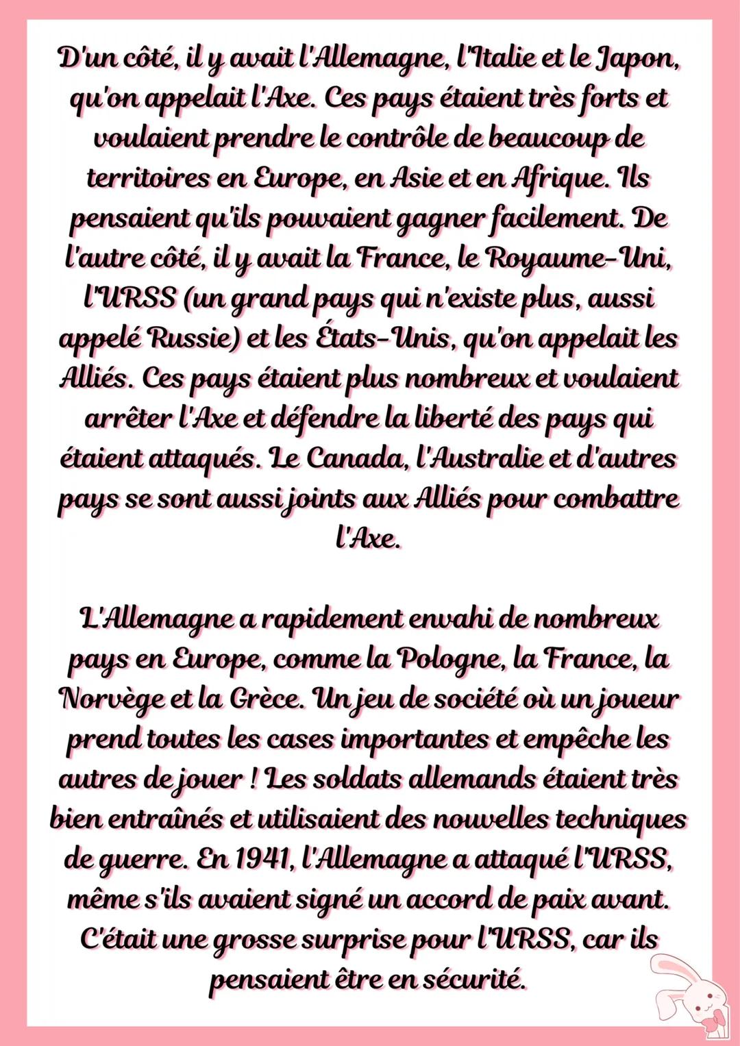 --- OCR Start ---
TE
II/
La seconde guerre
mondiale
résumé
La Seconde Guerre mondiale (1939-1945) a
commencé quand l'Allemagne nazie, dirigé
