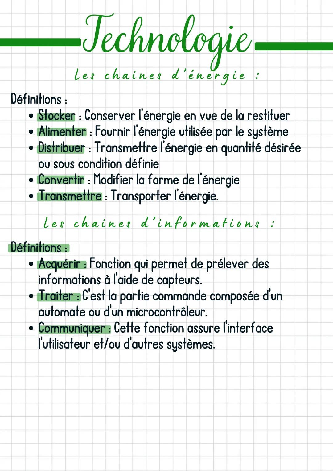 La chaîne d’énergie et la chaîne d’information