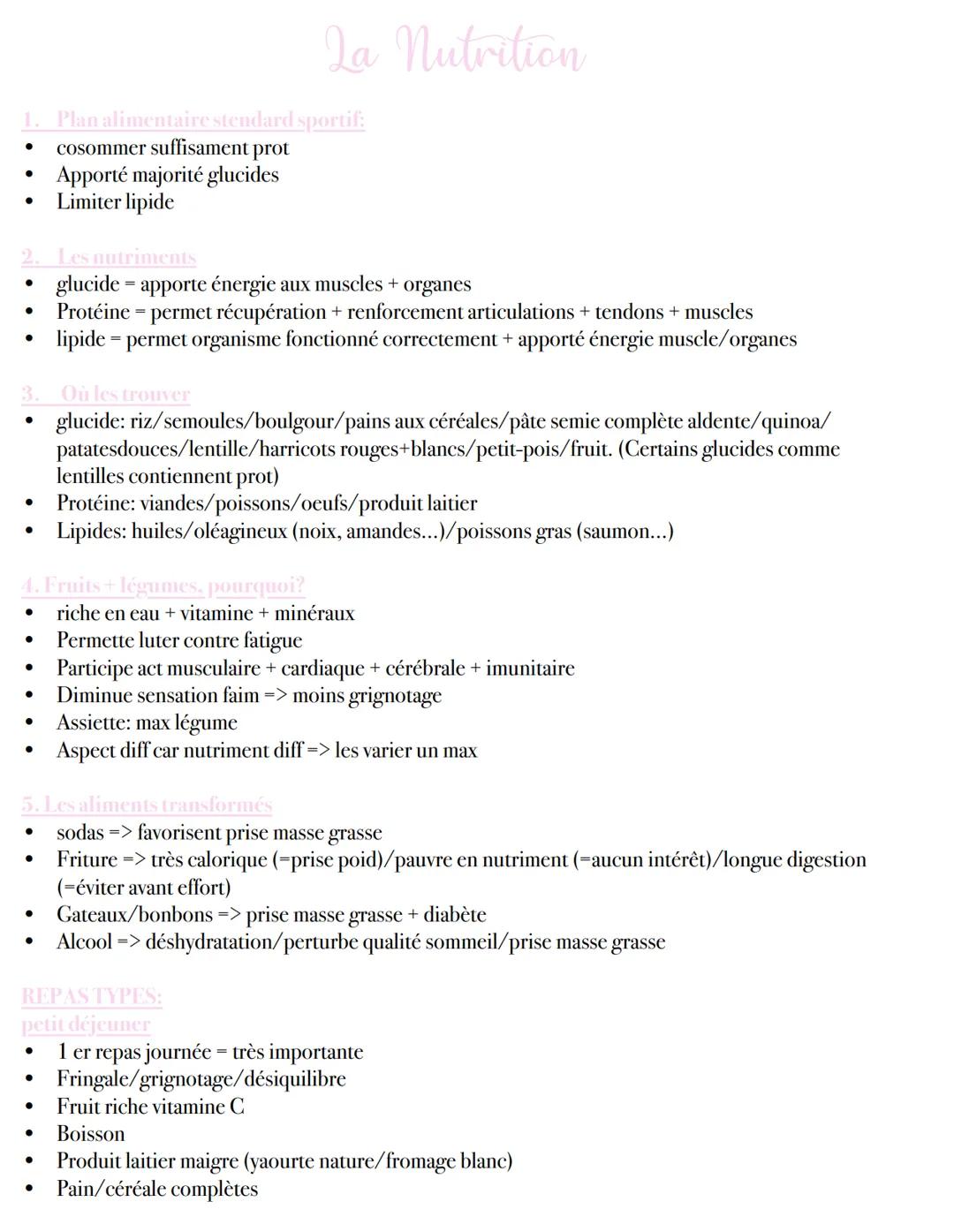 Fiche EPPCS 1ere : la nutrition