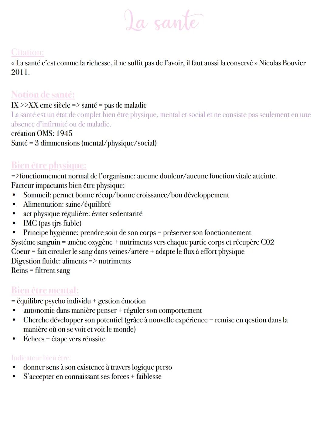 # La sante
Citation:
<<< La santé c'est comme la richesse, il ne suffit pas de l'avoir, il faut aussi la conservé >> Nicolas Bouvier
2011.