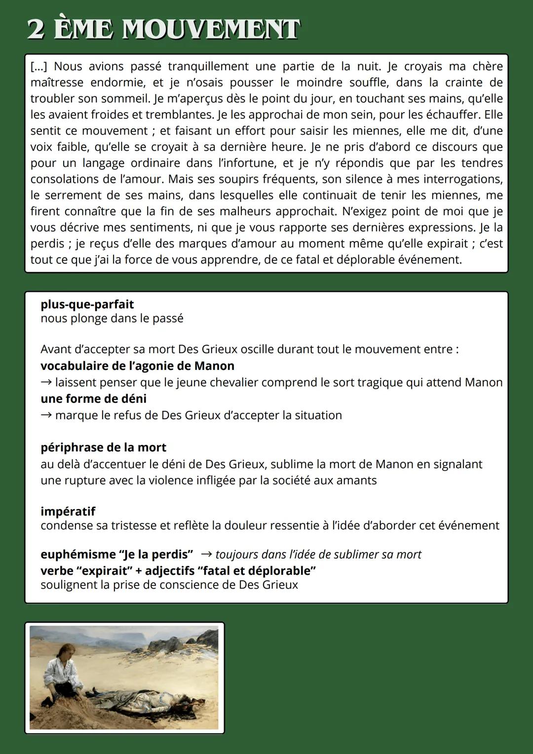 --- OCR Start ---
LA MORT
DE MANON
L'abbé Prévost - Manon Lescaut
Parcours: Personnages en marge, plaisir du romanesque
Manon Lescaut, qui c
