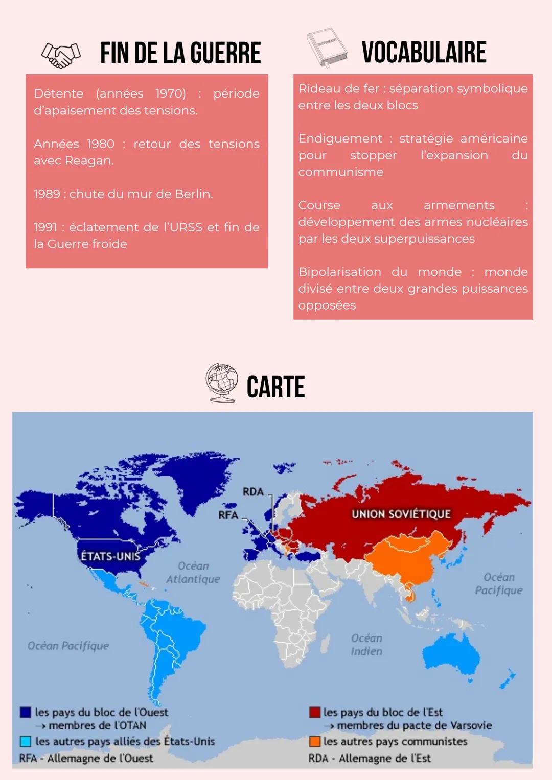 # LA GUERRE FROIDE
La Guerre froide est une période de tensions (sans affrontement direct) entre les
États-Unis (camp capitaliste) et l'URS