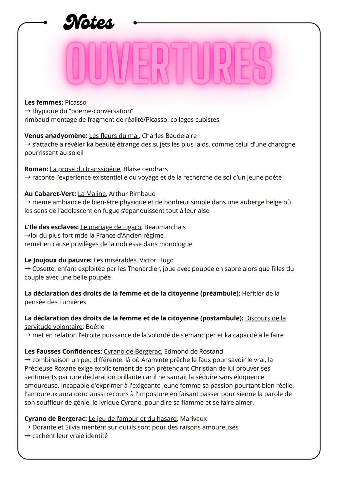 --- OCR Start ---
Notes
PROBLEMATIQUES
Les femmes: Par quels moyens inventifs le poète fait-il surgir le
tragique dans ce poème du quotidien
