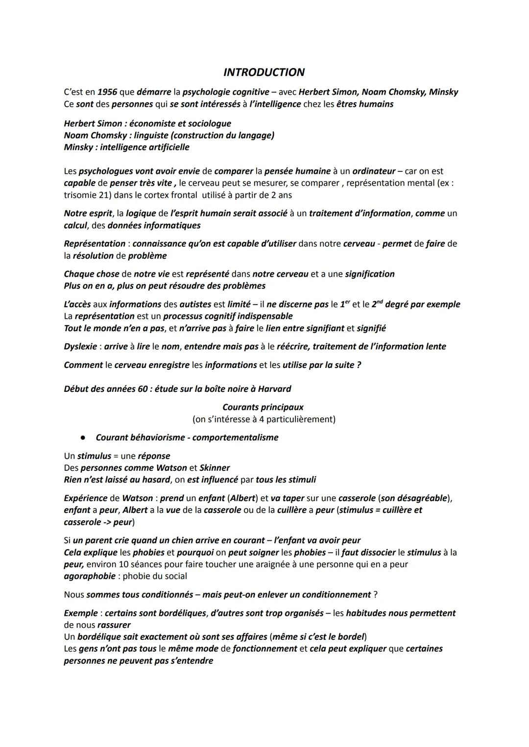 # LA PSYCHOLOGIE COGNITIVE
Le contexte: je veux comprendre comment fonctionne le cerveau - la psychologie cognitive fait
partie de la psych