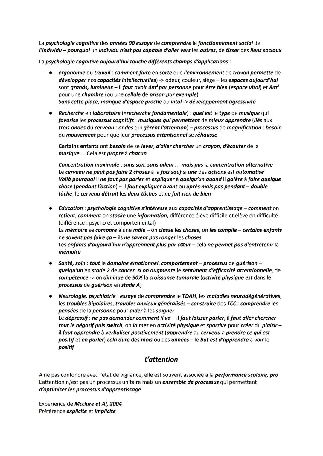 # LA PSYCHOLOGIE COGNITIVE
Le contexte: je veux comprendre comment fonctionne le cerveau - la psychologie cognitive fait
partie de la psych