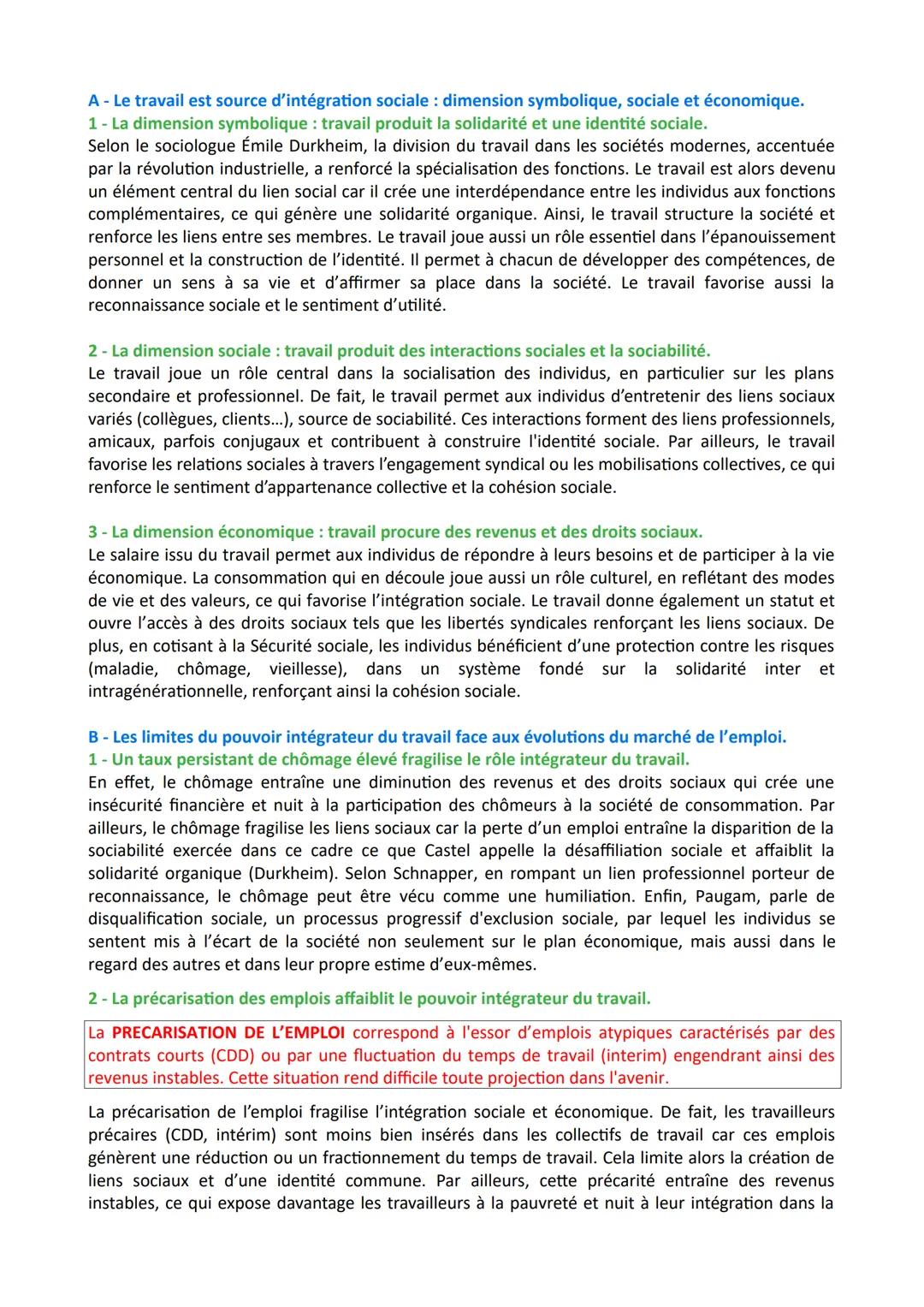 Le TRAVAIL est la participation humaine à une activité de production de biens ou de services utile
à une personne ou à la collectivité. Il p