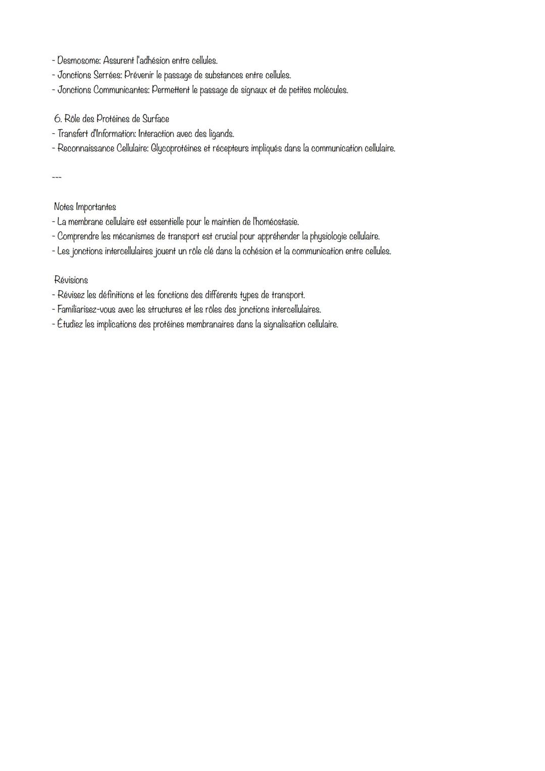 --- OCR Start ---
Membrane Cellulaire
1. Organisation Biochimique de la Membrane Cellulaire
- Composants Principaux:
- Lipides: Forme la dou