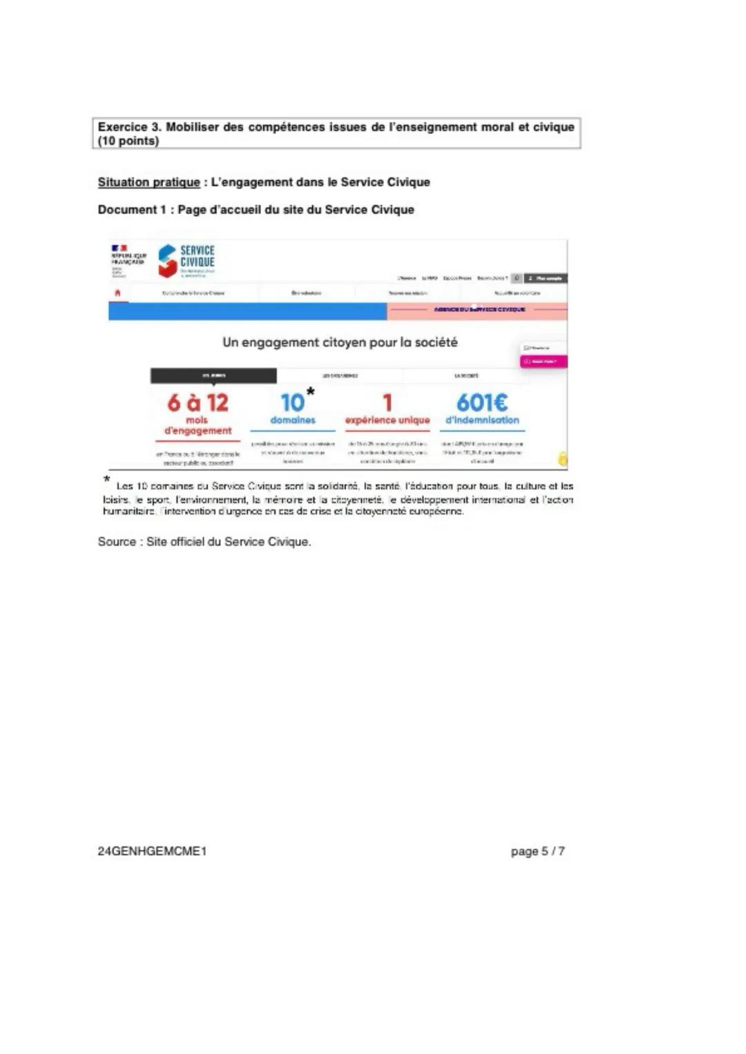 DIPLÔME NATIONAL DU BREVET
SESSION 2024
HISTOIRE-GÉOGRAPHIE
ENSEIGNEMENT MORAL ET CIVIQUE
Série générale
Durée de l'épreuve: 2 heures
50 poi
