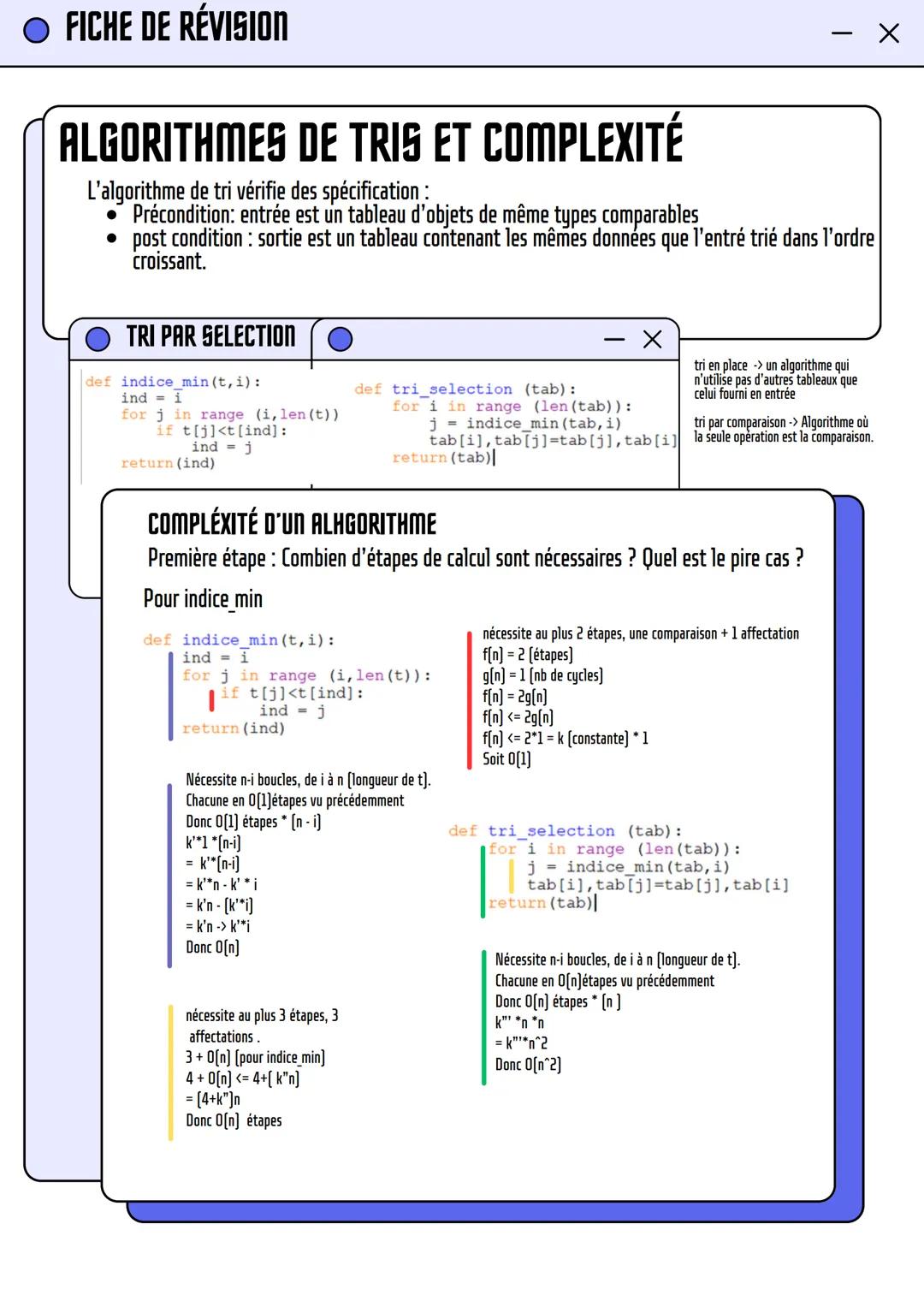 Algorithmes de tris et complexité