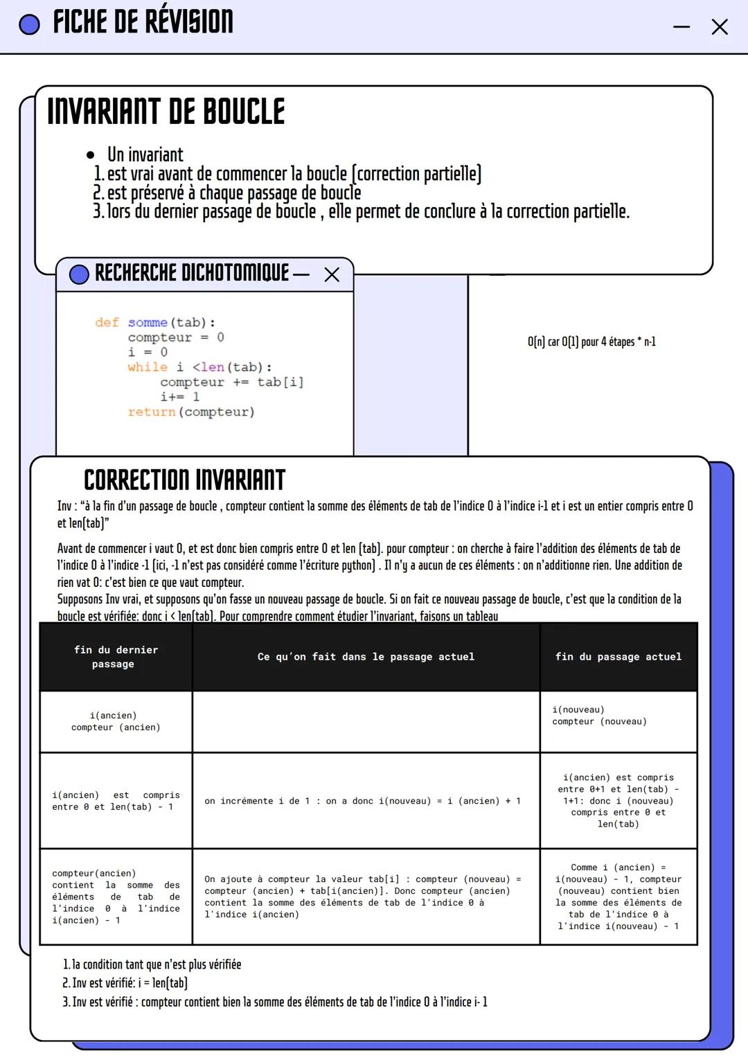 --- OCR Start ---
• FICHE DE RÉVISION
APPLICATION DU TRI: RECHERCHE D'UN ÉLÉMENT
• Notre tableau s'appelle tab, notre valeur s'appelle val
•