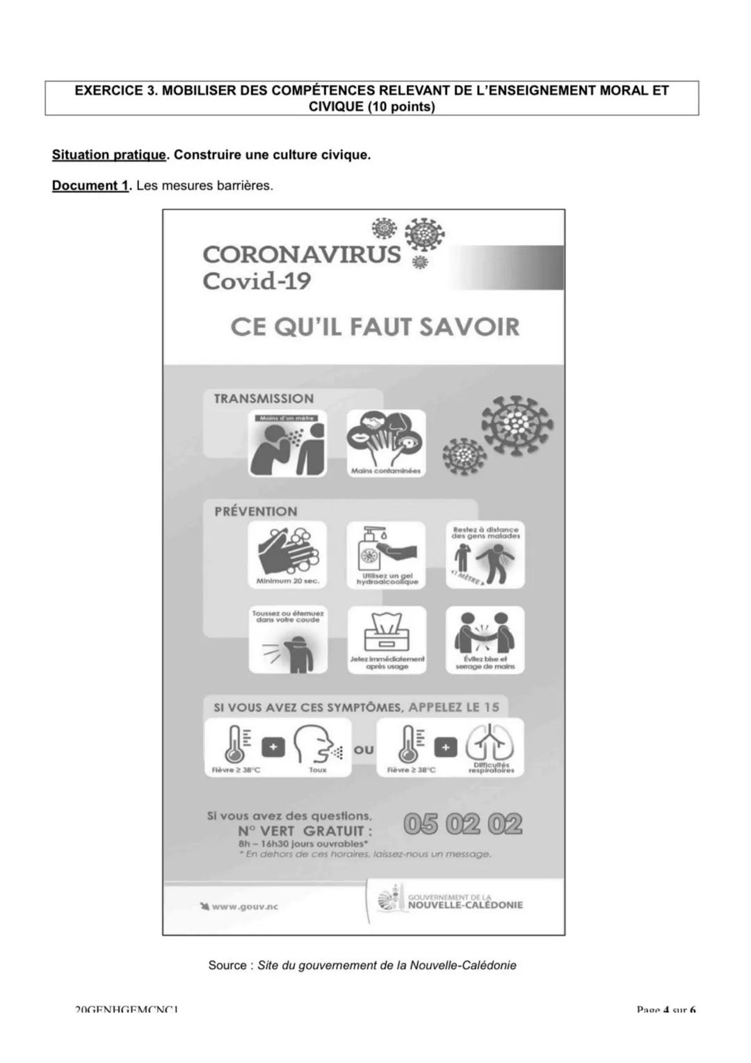 # DIPLÔME NATIONAL DU BREVET
SESSION 2020
HISTOIRE-GÉOGRAPHIE
ENSEIGNEMENT MORAL ET CIVIQUE
Série générale
Durée de l'épreuve : 2 h 00