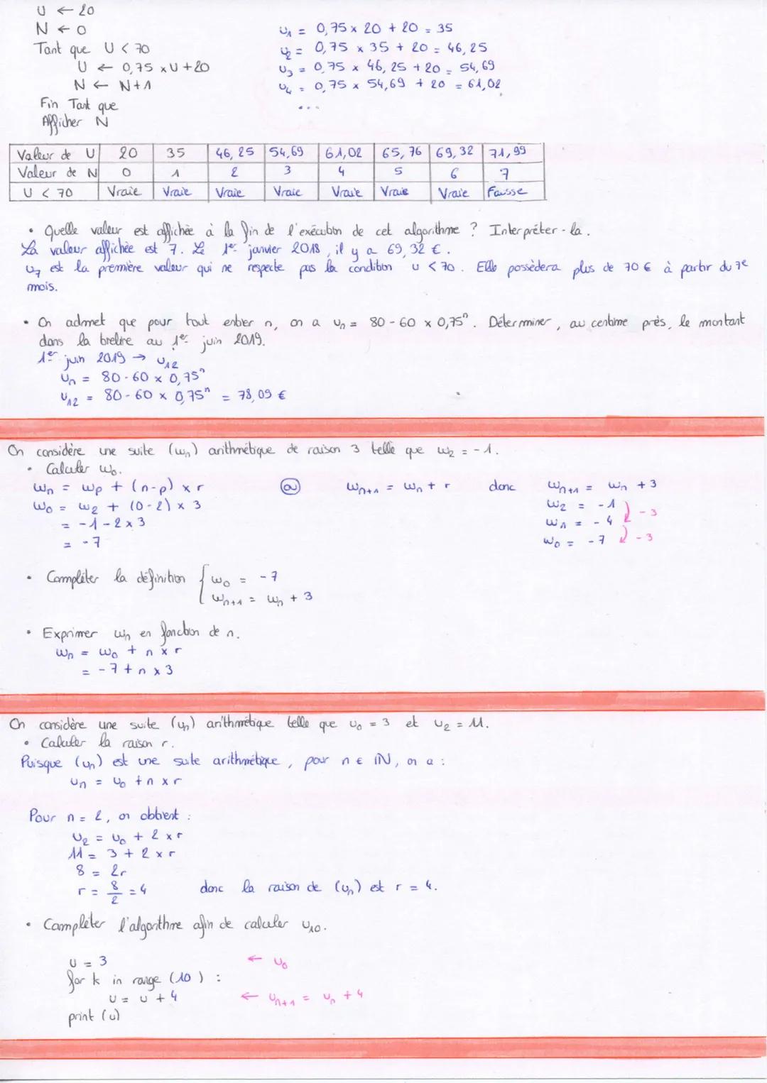 --- OCR Start ---
the suite numérique = liste ordonnée de
nombres réels telle qu'à tout enber nos
associe un nombre réel note un.
→ de façon