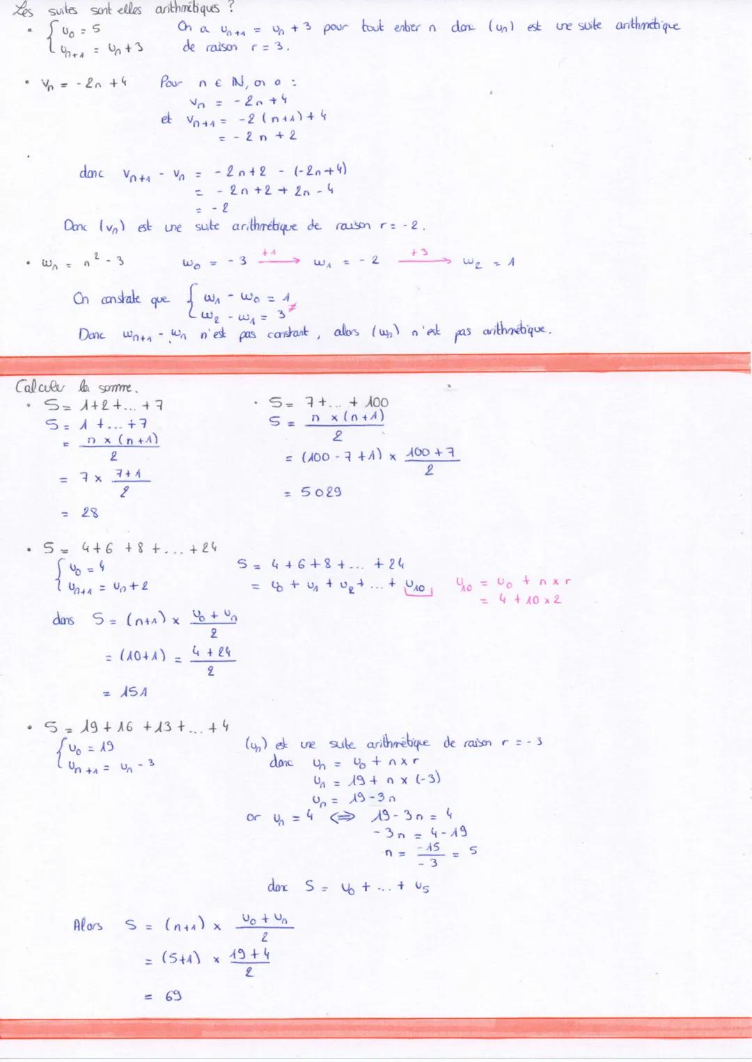 --- OCR Start ---
the suite numérique = liste ordonnée de
nombres réels telle qu'à tout enber nos
associe un nombre réel note un.
→ de façon