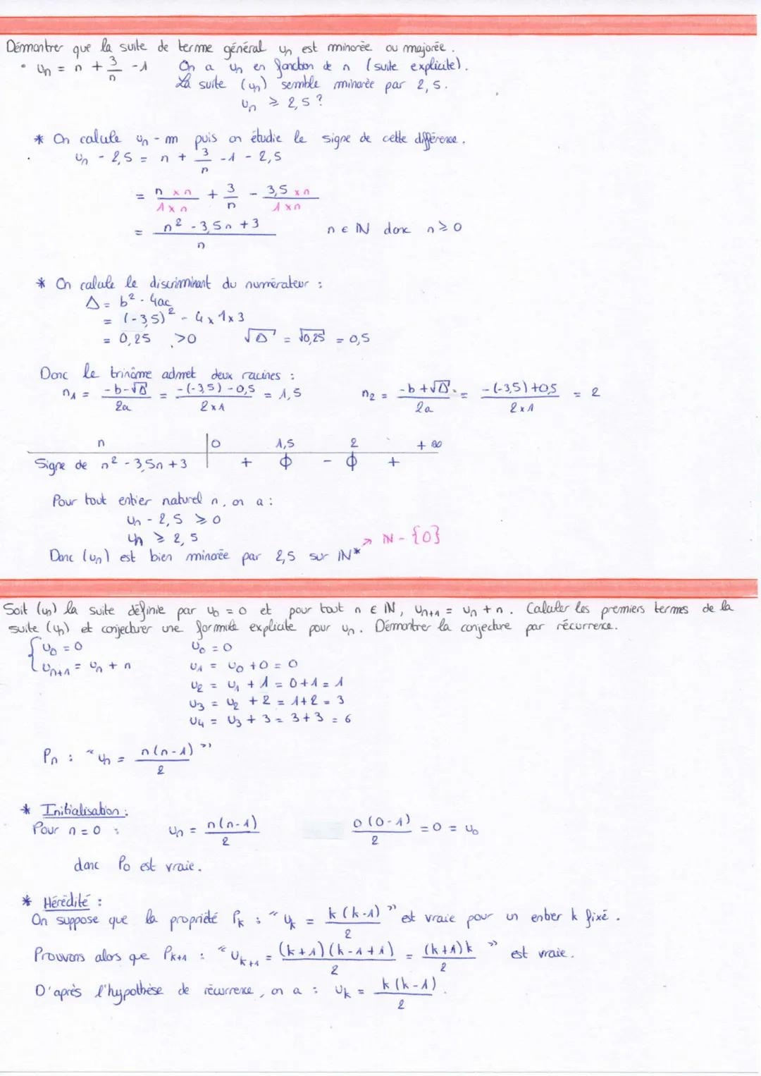 --- OCR Start ---
the suite numérique = liste ordonnée de
nombres réels telle qu'à tout enber nos
associe un nombre réel note un.
→ de façon