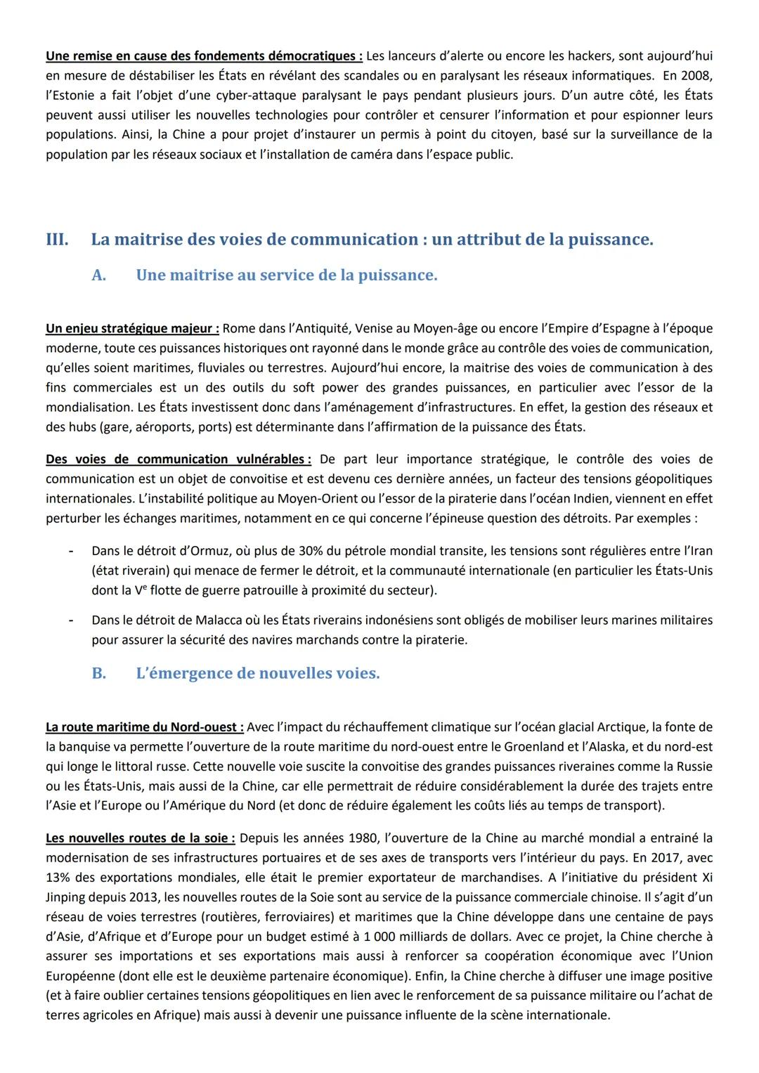 HGGSP 2-2
FORMES INDIRECTES DE LA PUISSANCE, APPROCHE GEOPOLITIQUE
Introduction: Jusque dans les années 1990, l'affirmation de la puissance