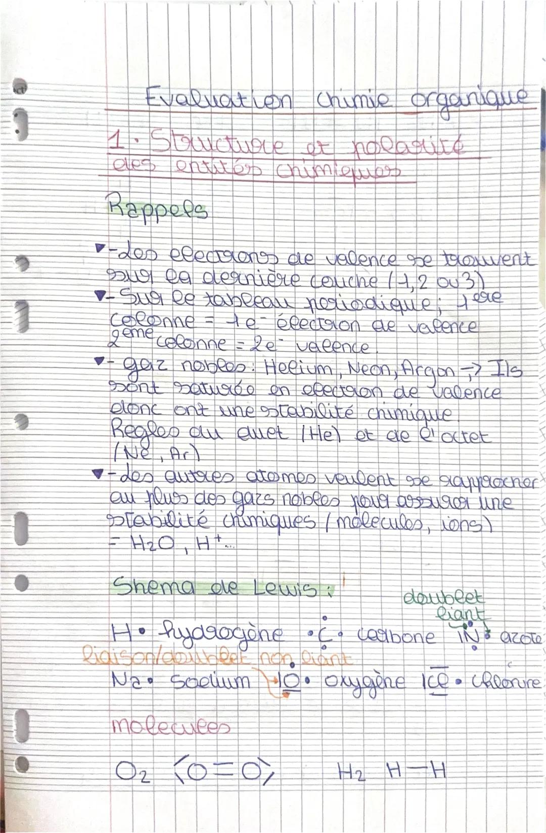 Structure et polarité des entités chimiques