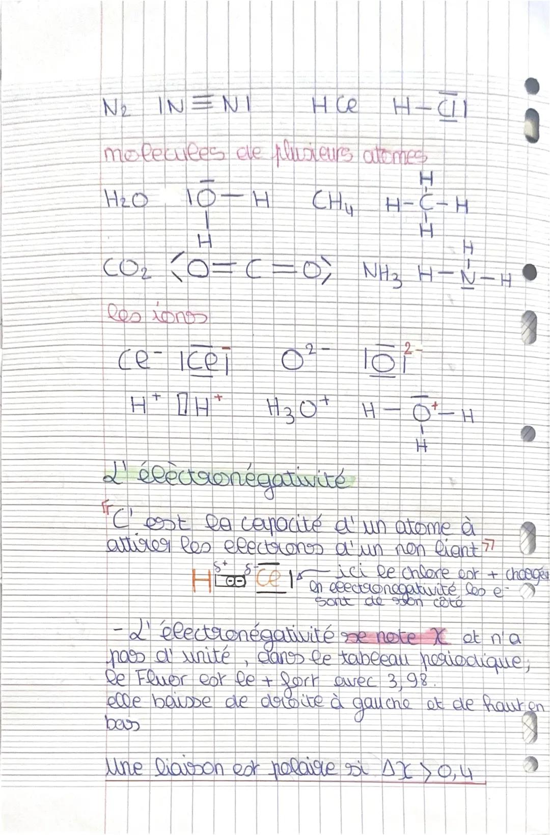 Evaluation chimie organique
1. Stoluctuore et polarité
edes entités chimiques
Rappels
-Les electrons de valence se trouvent
sur la derniè