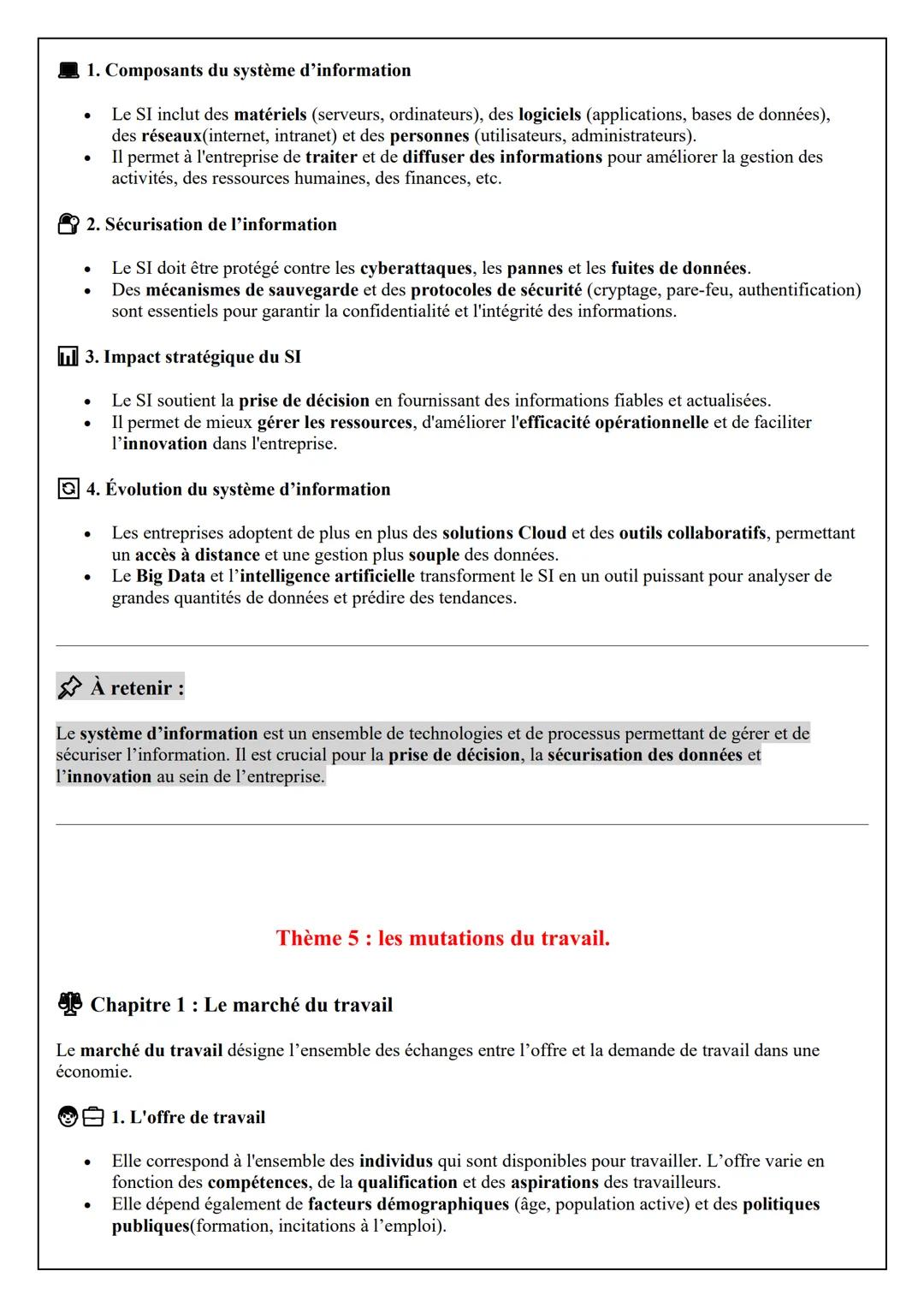 --- OCR Start ---
Thème 4: impact du numérique sur l'activité de l'entreprise.
☑ Chapitre 1: La transformation du numérique et ses impacts.