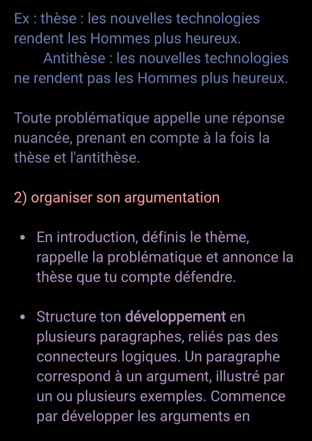 Français
Argumenter sur un thème
1) distinger thème, problématique et thèse
• Le thème est le sujet sur lequel on
donne son avis, on argu