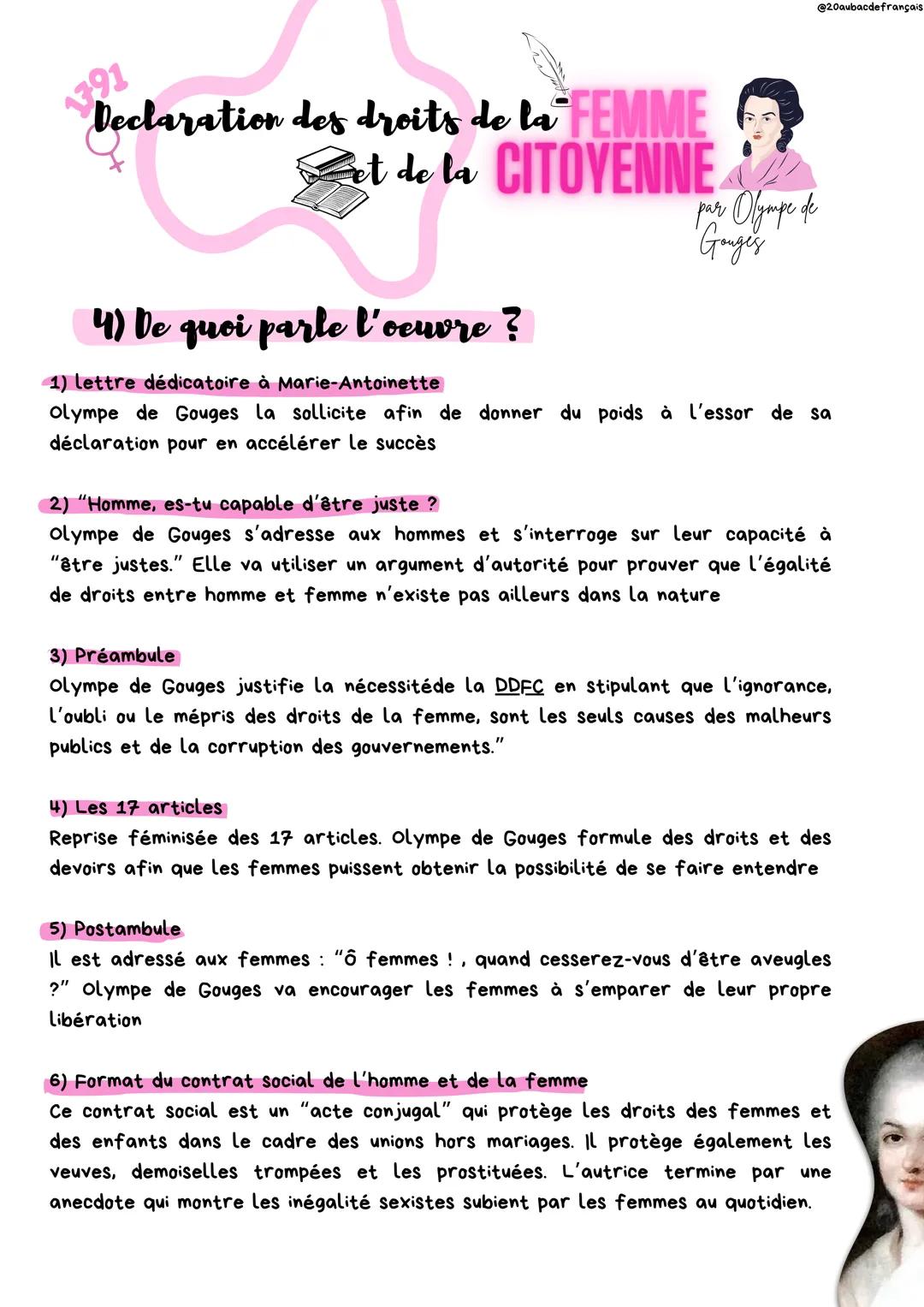 @20aubacdefrançais
1791
Declaration des droits de la FEMME
et de la CITOVENNE
1) C'est quoi la littérature d'idées ?
par Olympe de
Gouges
co