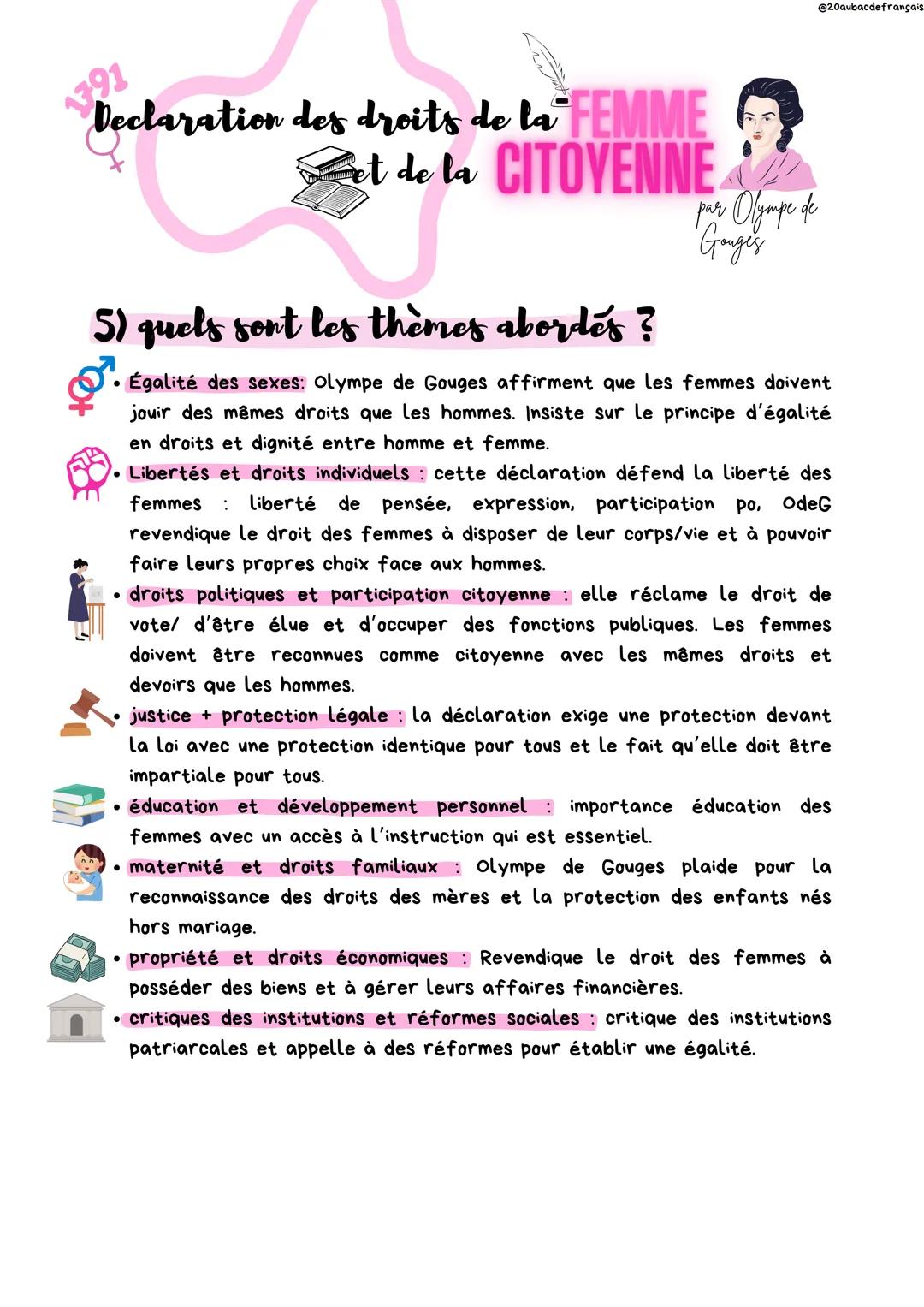 @20aubacdefrançais
1791
Declaration des droits de la FEMME
et de la CITOVENNE
1) C'est quoi la littérature d'idées ?
par Olympe de
Gouges
co