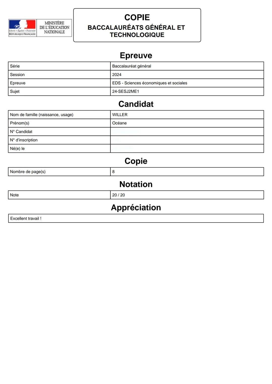 Bac SES 2024