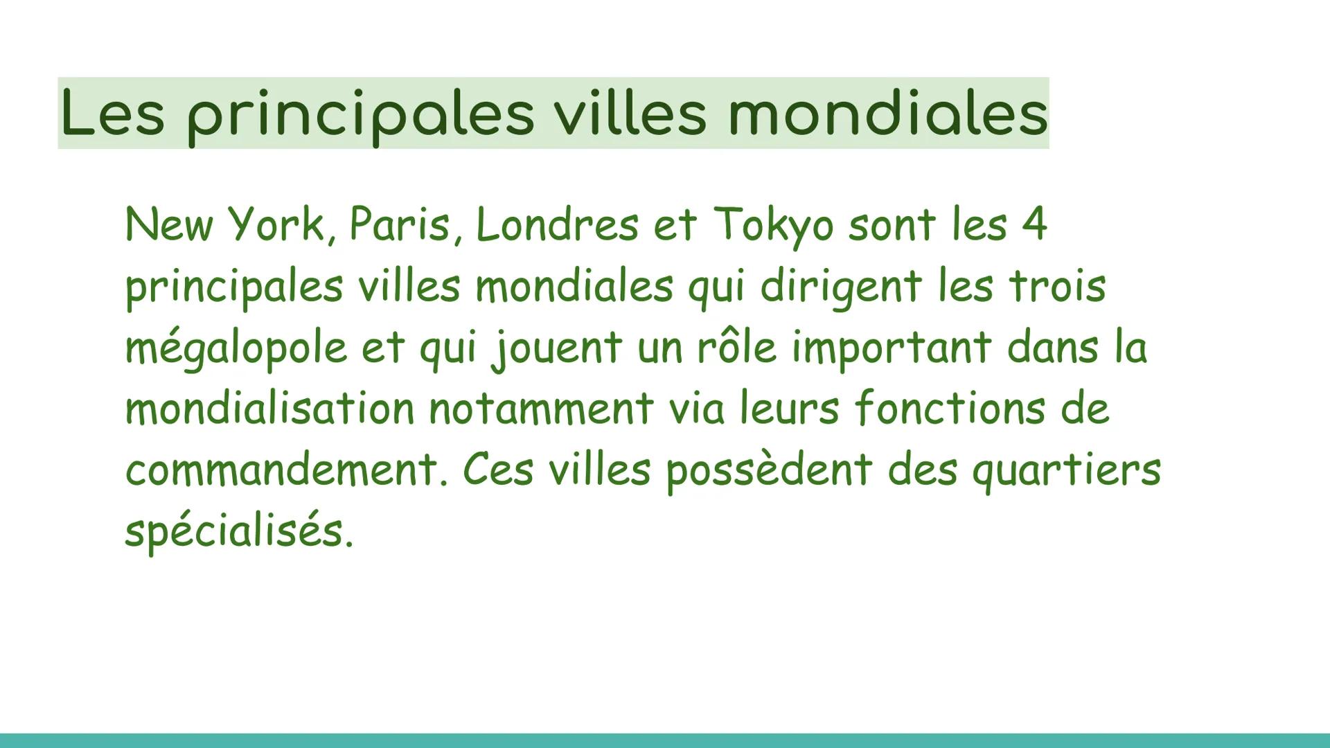 # Géographie
Les villes inégalement connectées au
réseau de la mondialisation Les fonctions de commandement
• Fonctions économiques
Les fon