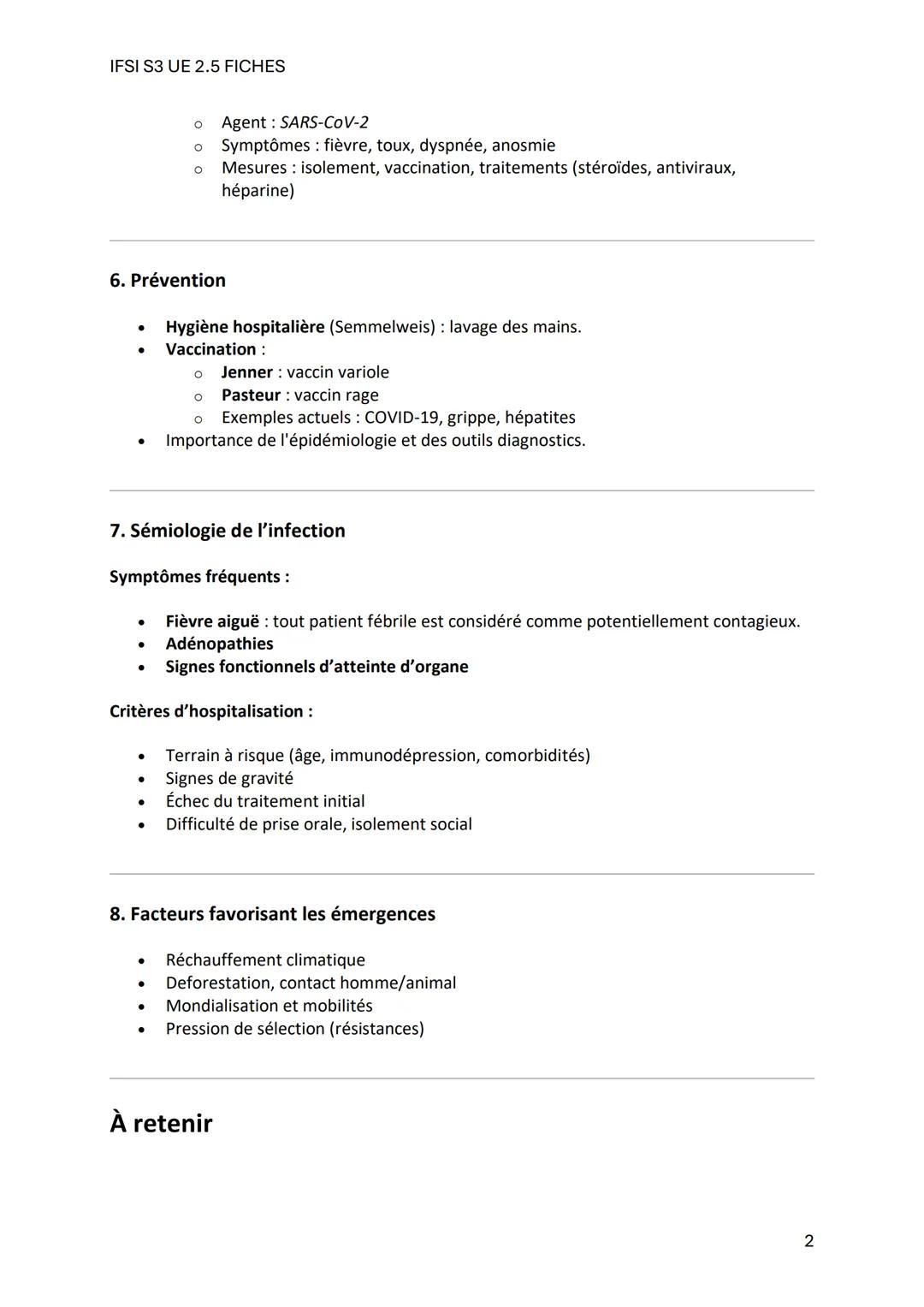IFSI S3 UE 2.5 FICHES
Fiche de Révision - UE 2.5 S3: Maladies Infectieuses
1. Définitions clés
- Santé: Bien-être physique, mental et social