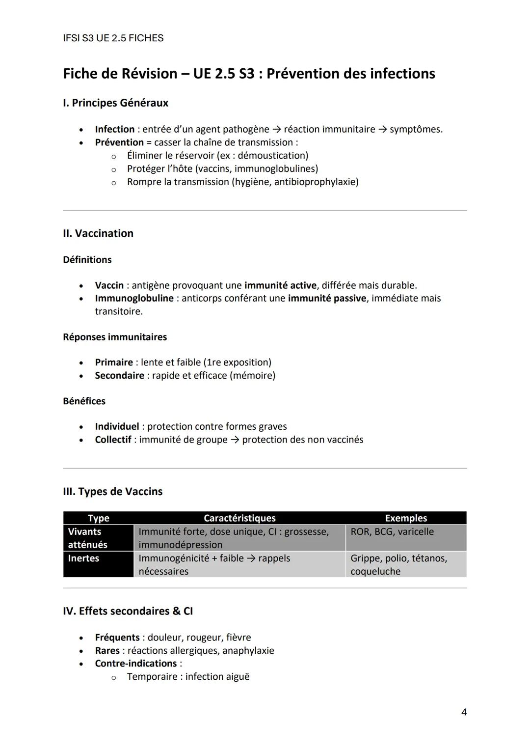 IFSI S3 UE 2.5 FICHES
Fiche de Révision - UE 2.5 S3: Maladies Infectieuses
1. Définitions clés
- Santé: Bien-être physique, mental et social
