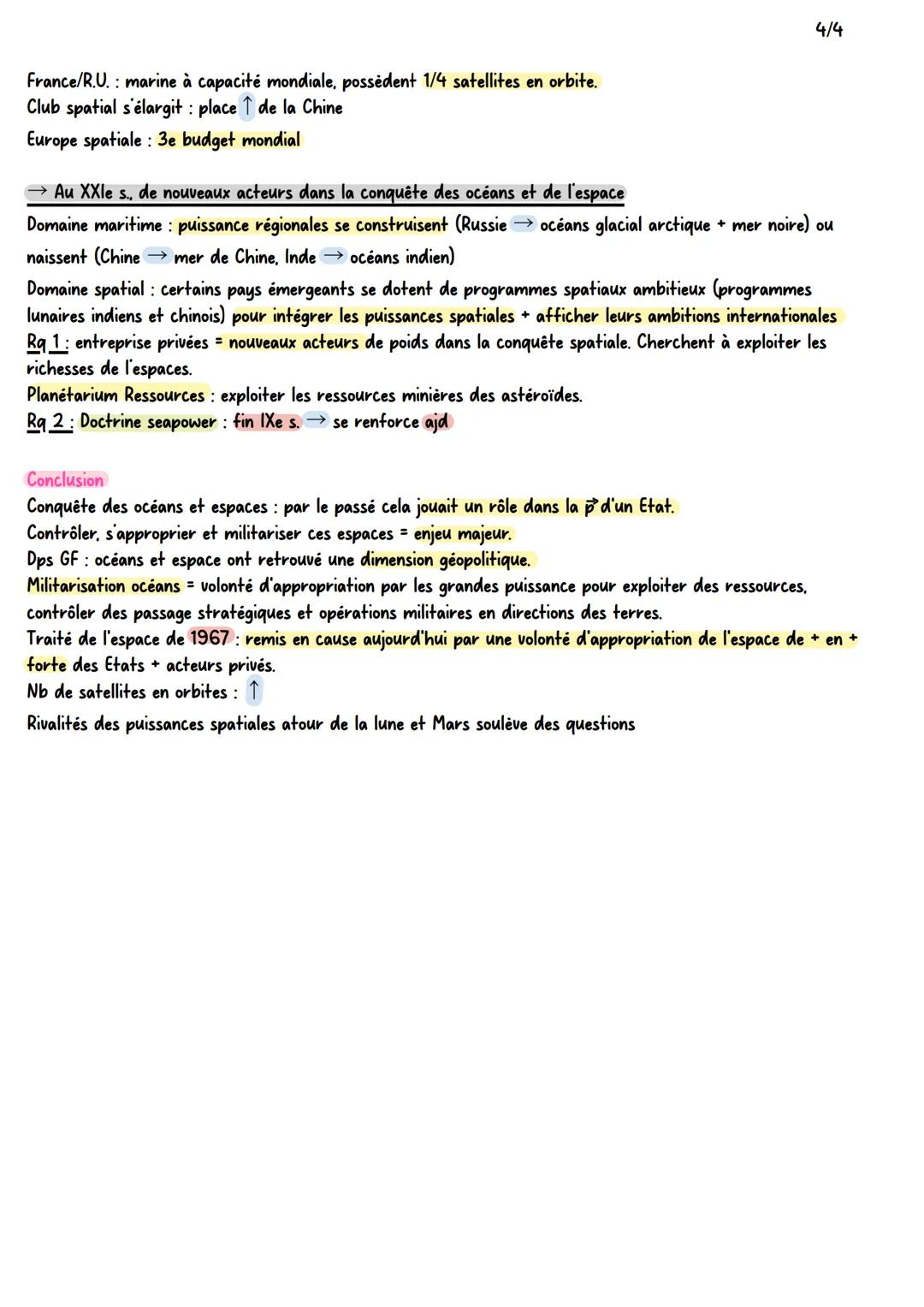 chapitre 1: conquête, affirmation de puissance et rivalité
1/4
1. La conquête et la maîtrise des mers et océans et de l'espace E.A., enjeu g