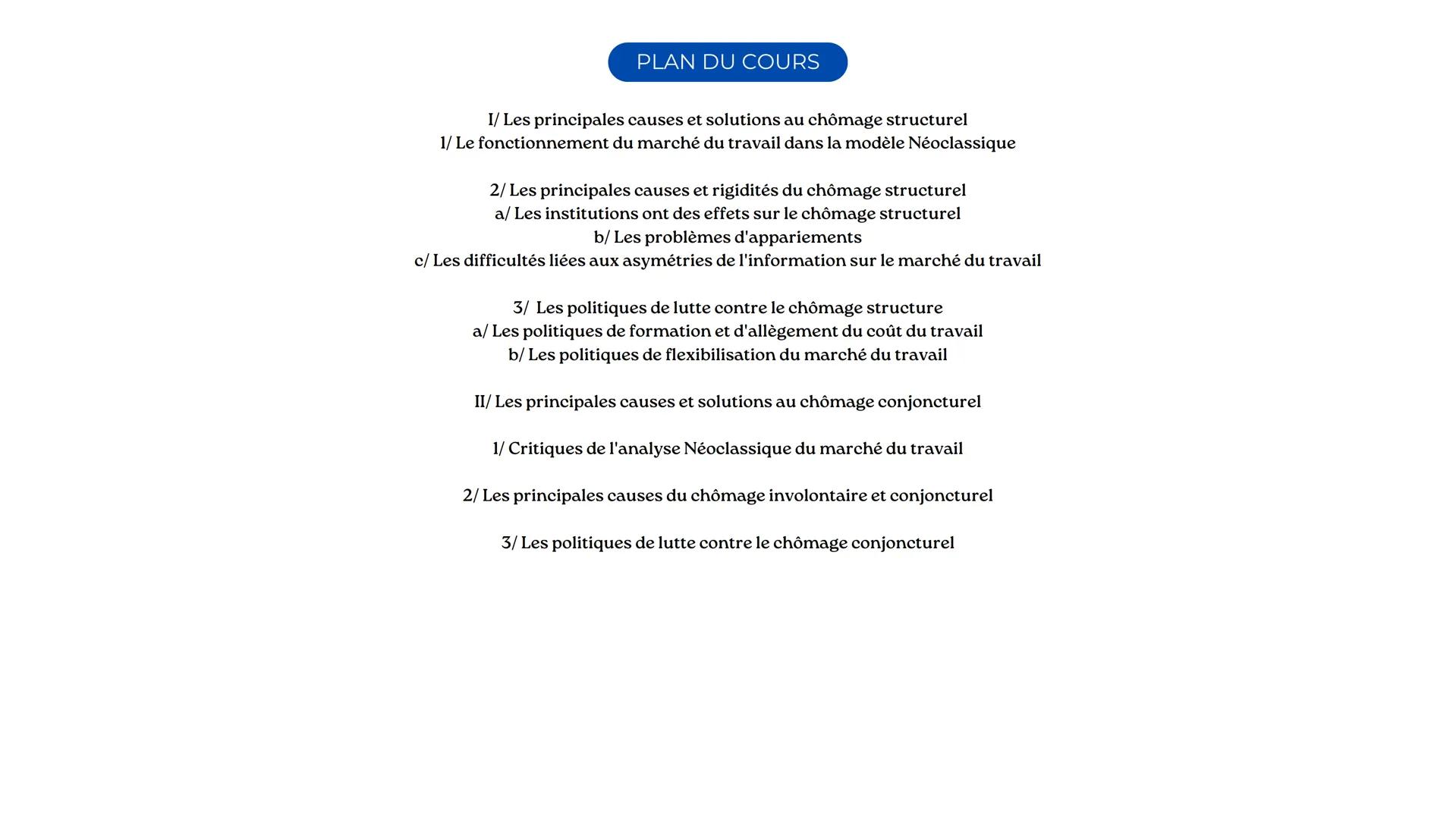LES THEORIES
A. La Théorie Classique
• Le marché du travail fonctionne comme un marché classique : la loi
de l'offre et de la demande fixe n