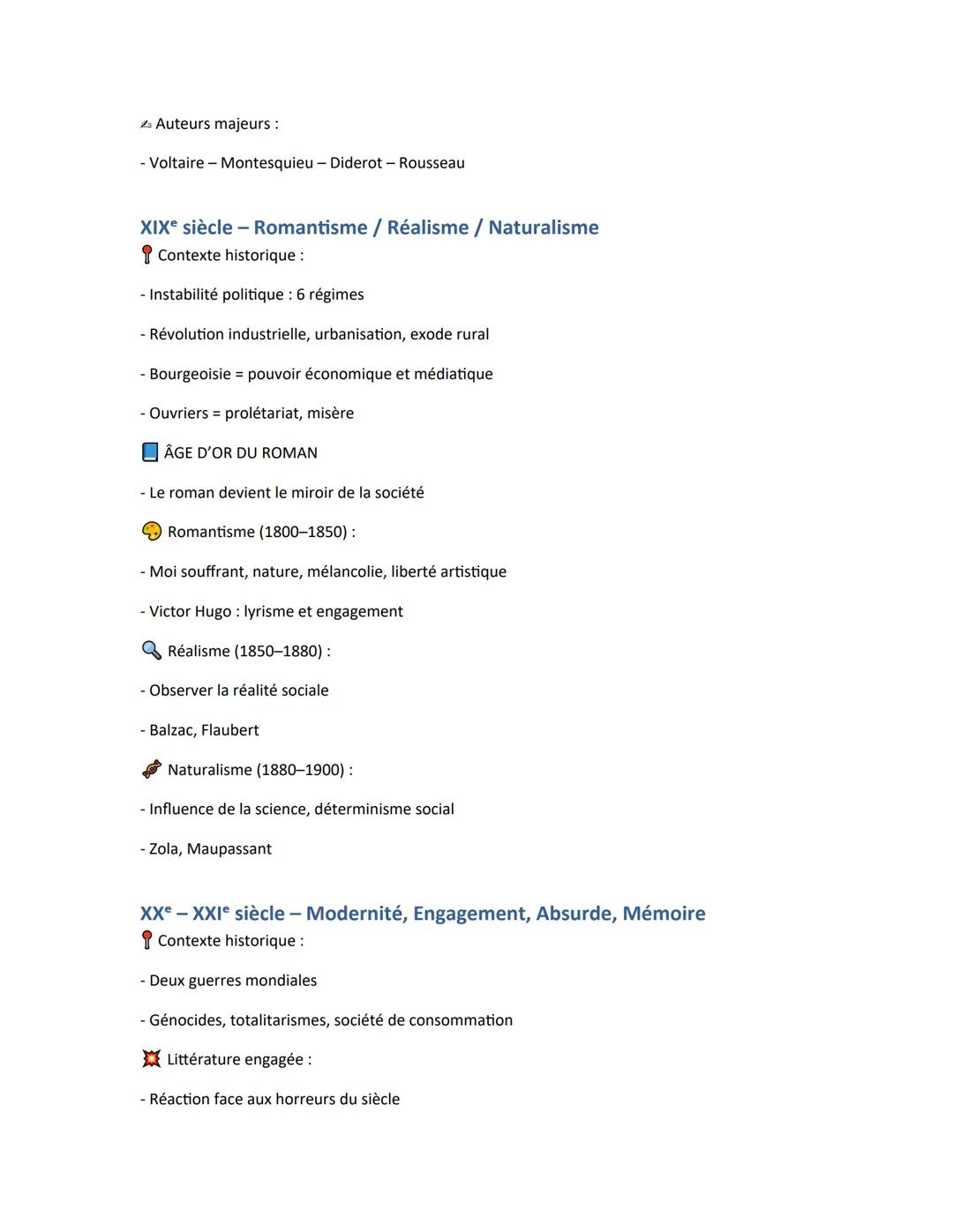 FICHE BAC - Contexte littéraire du XVIe
au XXIe siècle
XVIe siècle - Humanisme & Renaissance
Contexte historique :
- Découverte du Nouveau M