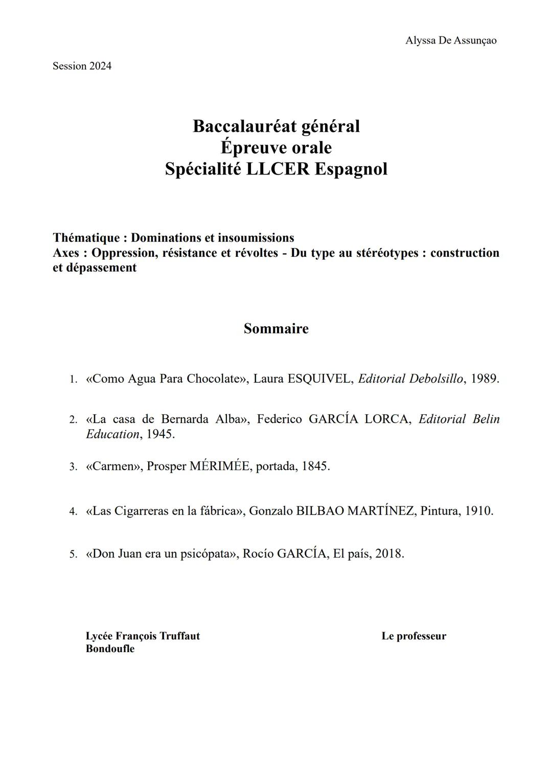 Portfolio oral - spé LLCER espagnol