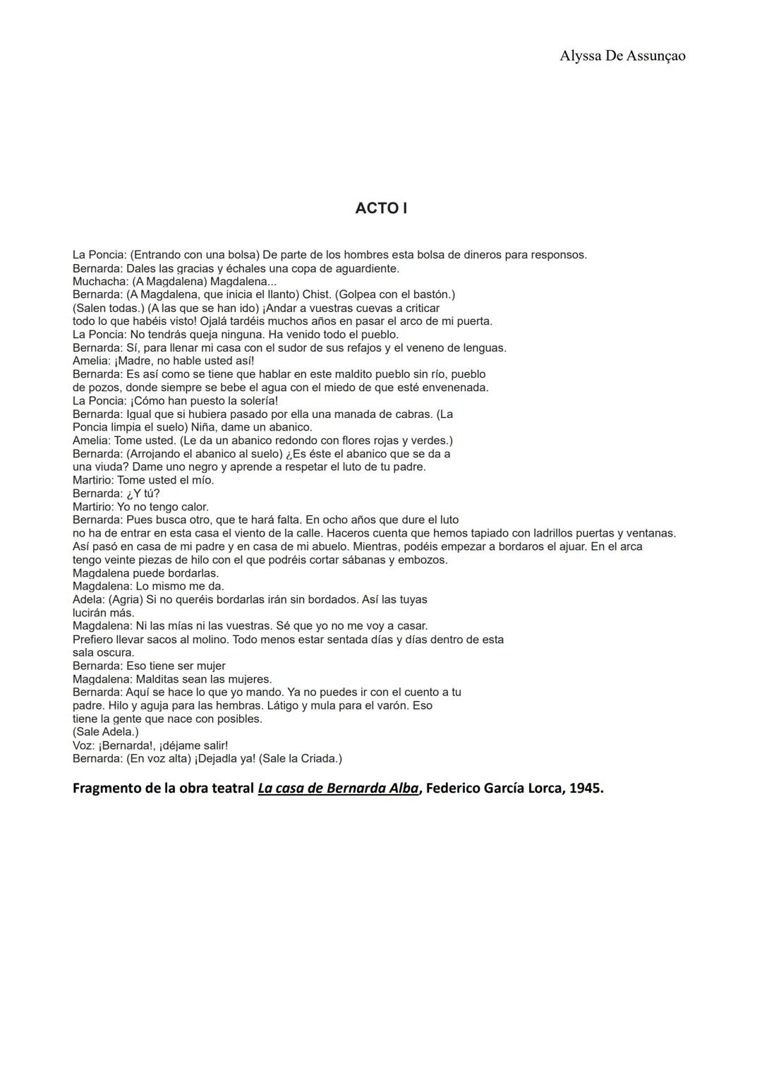 Session 2024
Baccalauréat général
Épreuve orale
Spécialité LLCER Espagnol
Alyssa De Assunçao
Thématique: Dominations et insoumissions
Axes :